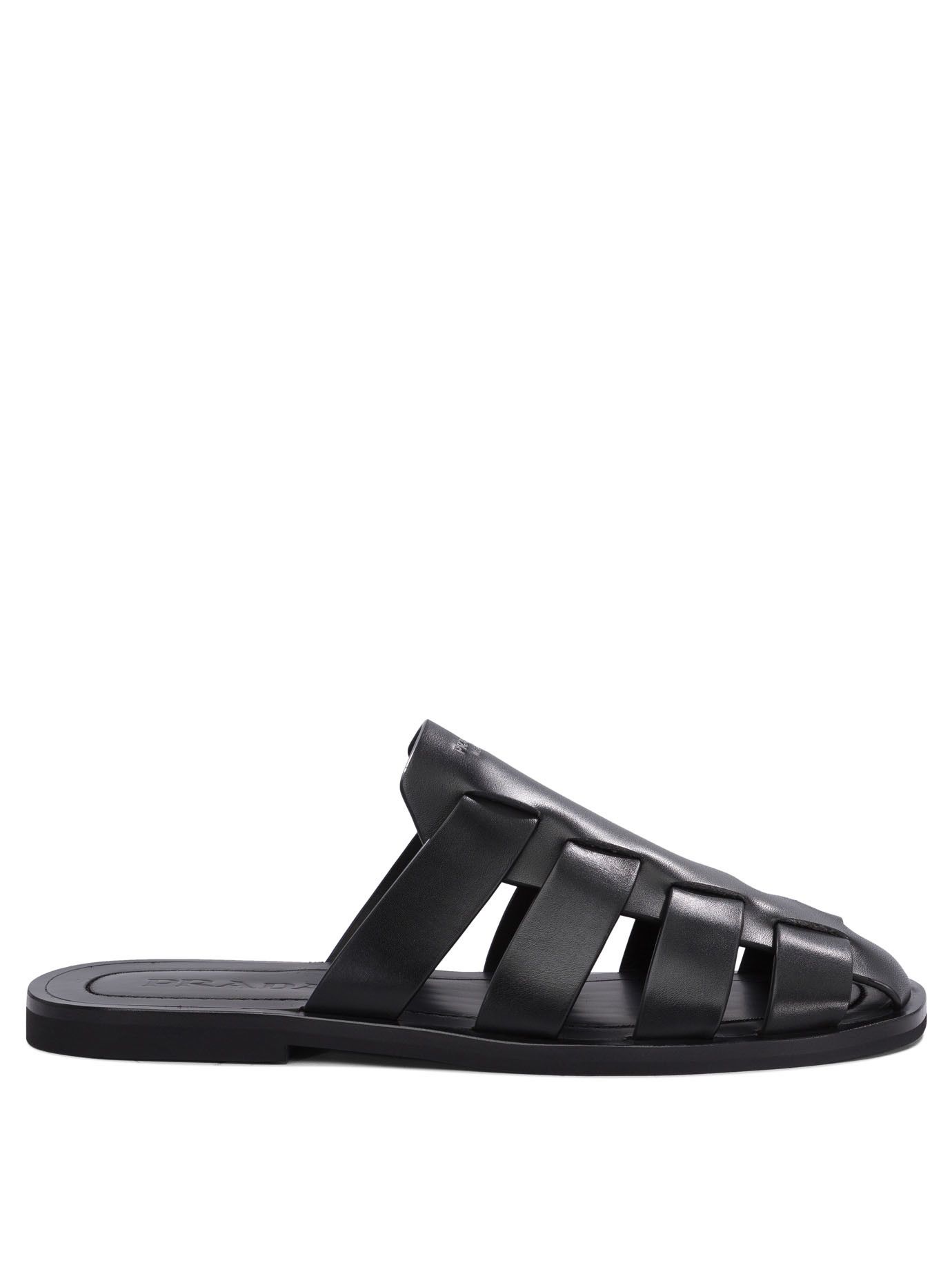 Prada Leather Caged Sabot Uk 9 Men Shoes in Black (Size 10)