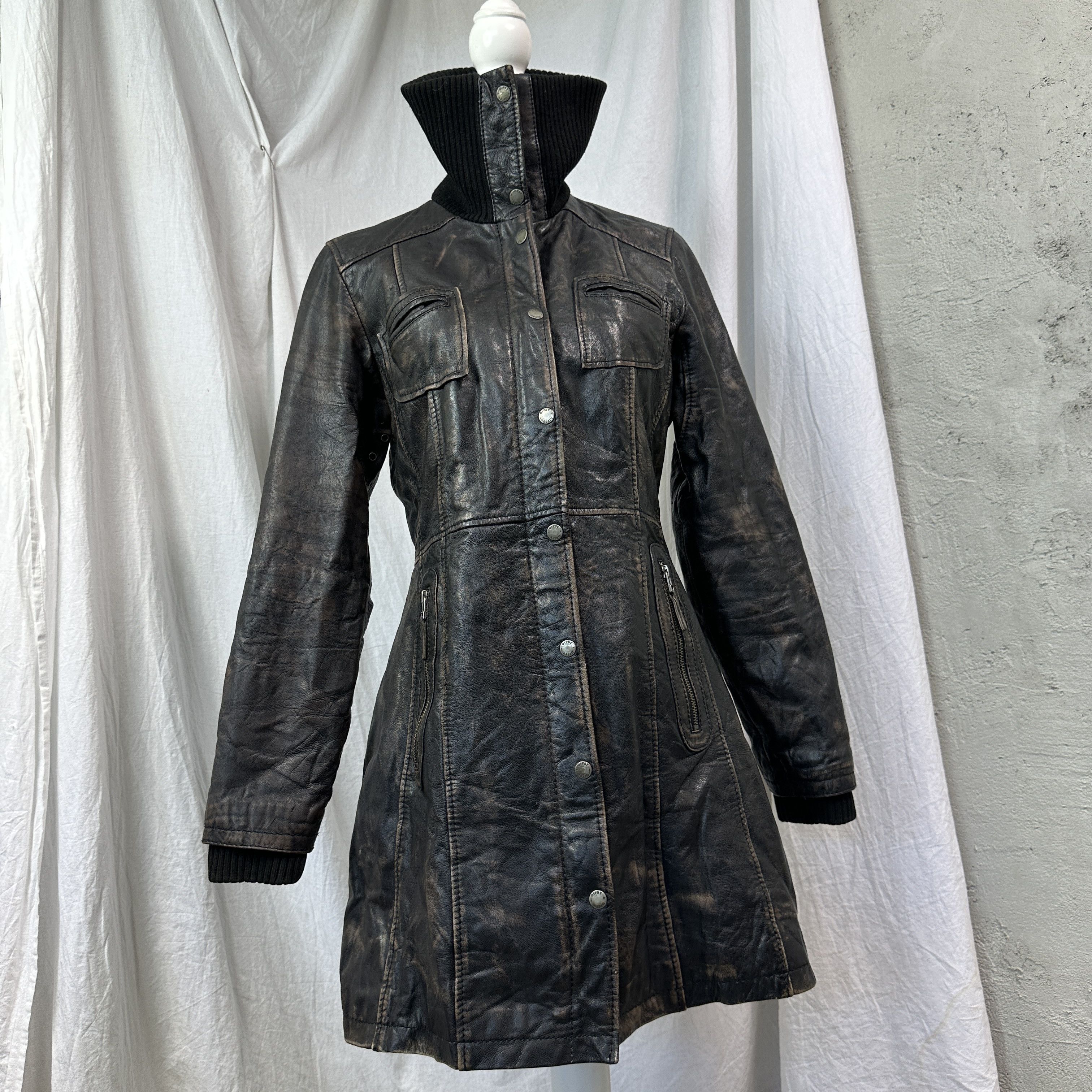 Vintage Vintage Leather Maxi Washed Matrix Coat/Jacket 00s Size US M / EU 48-50 / 2 - 5 Thumbnail