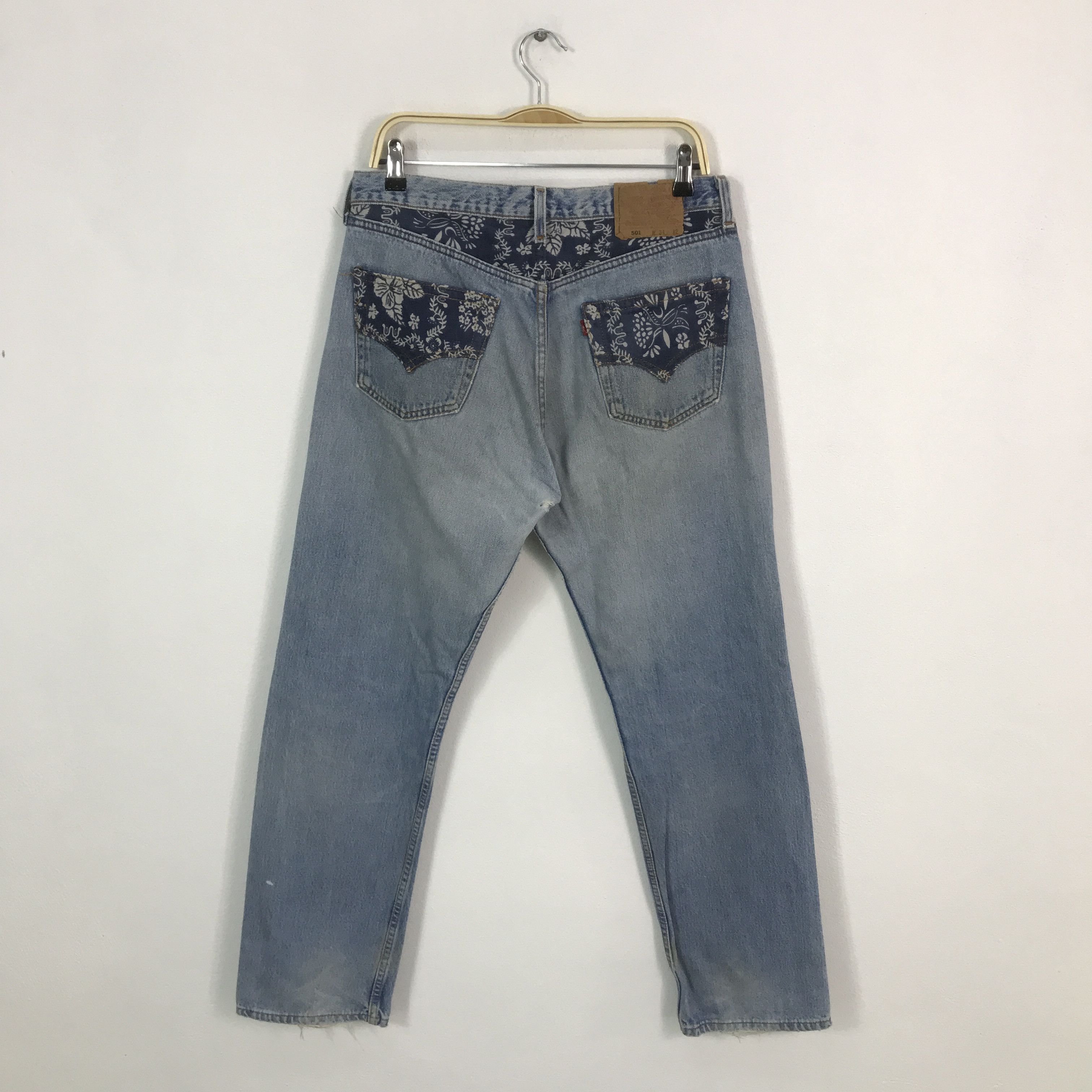 Levi's Vintage Clothing × Vintage Vtg Levi's 501 distressed patchwork denim jeans pants Size US 32 / EU 48 - 2 Thumbnail