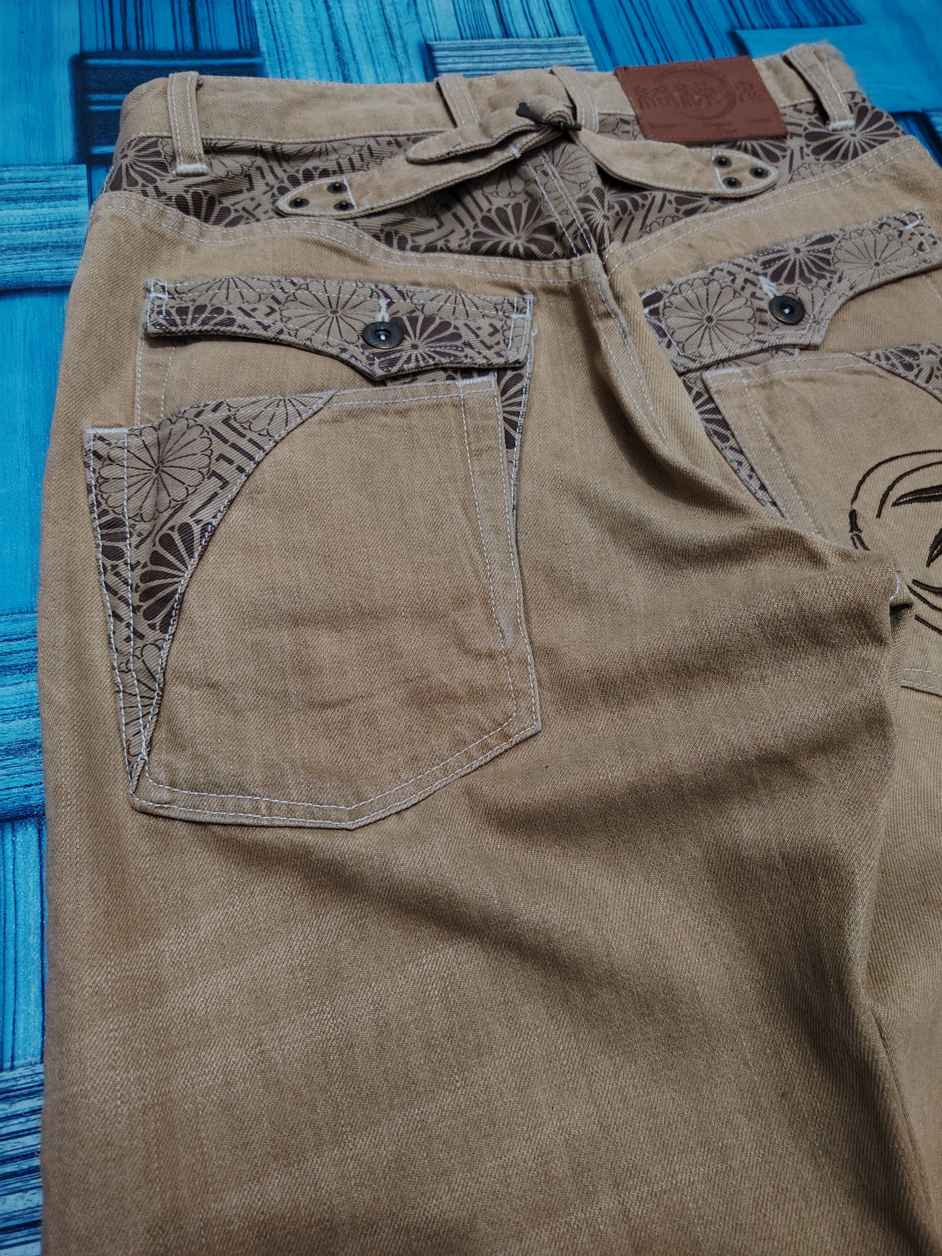 Karakuri Tamashii Rare Karakuri Tamashi Embroidered Flared Jeans back buckle Size US 29 - 16 Thumbnail