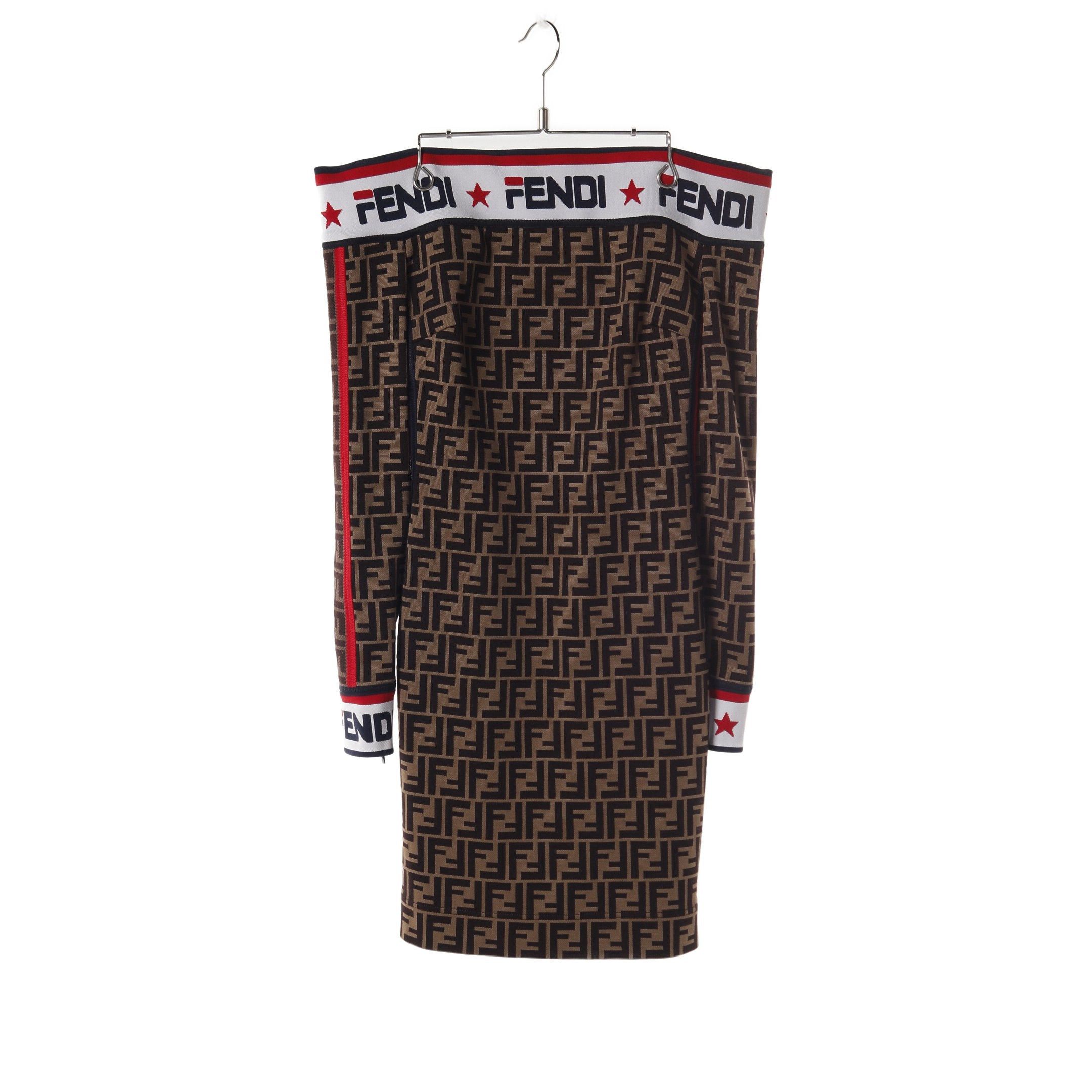 Fendi Fendi Fendi * Fila Zucca Off Shoulder One Piece Cotton Brown Multicolor Size ONE SIZE - 1 Thumbnail