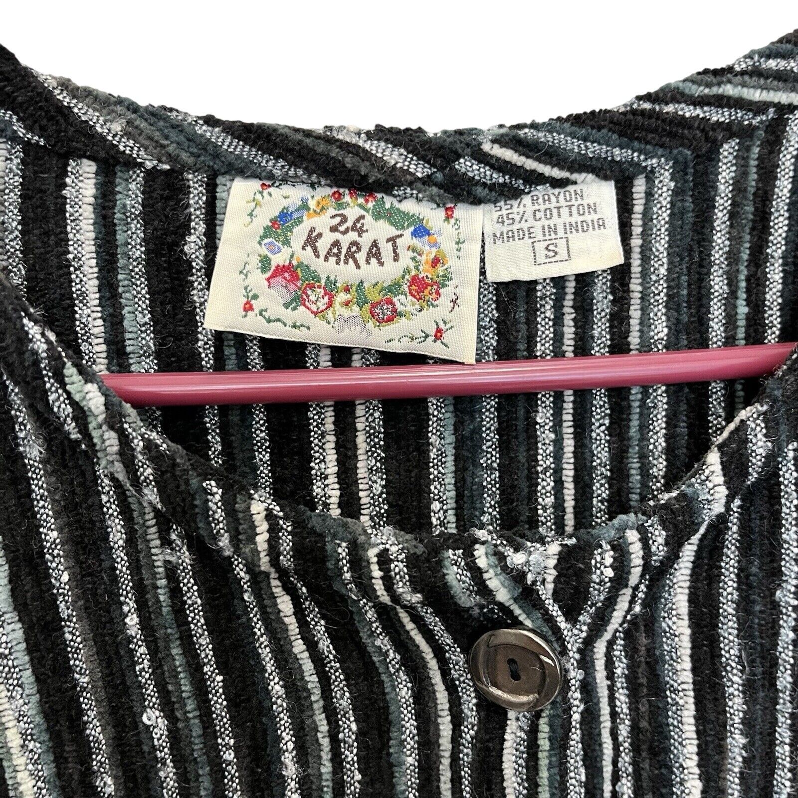 Vintage 24 Karat | Vintage Hippie Boho Stripe Knit Cardigan Sweater Size S / US 4 / IT 40 - 3 Thumbnail