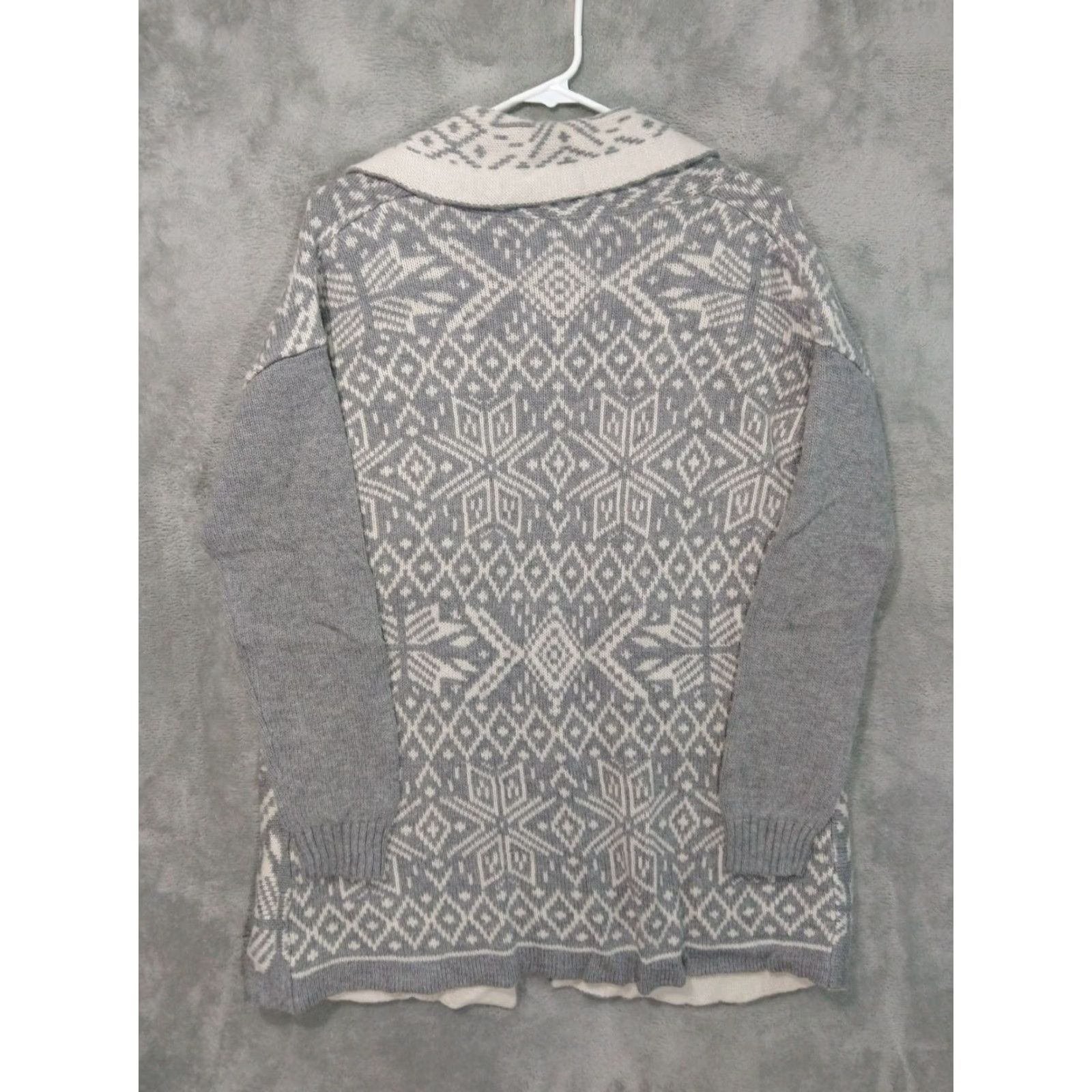 Talbots Talbots Cardigan Sweater Women Large Petite Open Front Aztec Gray Wool Cashmere Blend Knit Style: Tight-Knit Size L / US 10 / IT 46 - 2 Thumbnail