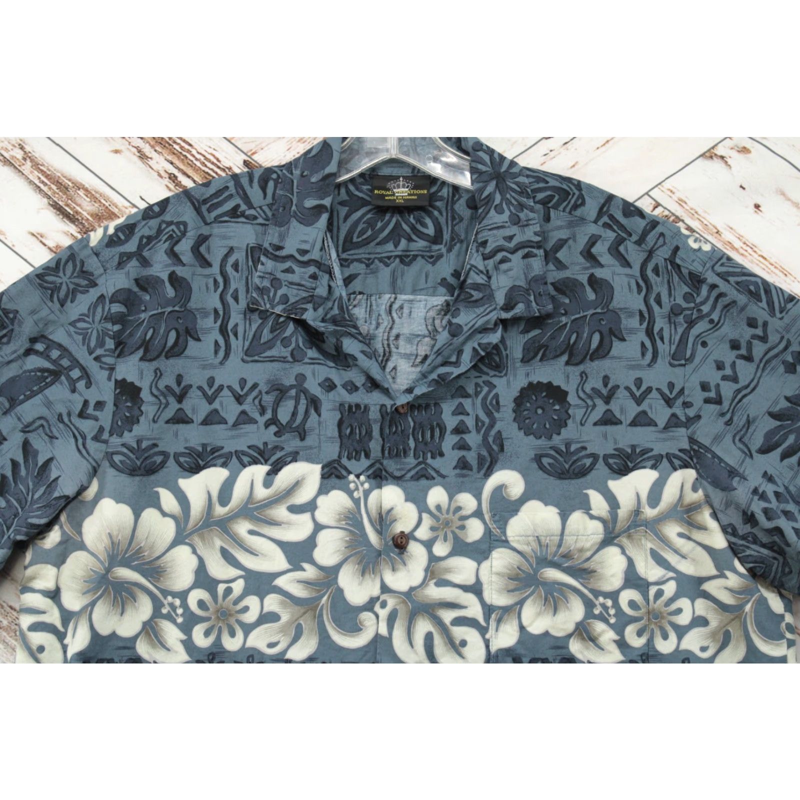 Vintage VINTAGE Royal Creations Camp Shirt Men XXL Blue Floral Hawaiian Surfing USA Aloha Size US XXL / EU 58 / 5 - 2 Thumbnail