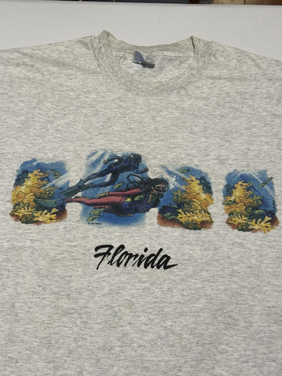 Vintage Vintage 90s Florida scuba diving gray T-shirt Size US XL / EU 56 / 4 - 2 Thumbnail