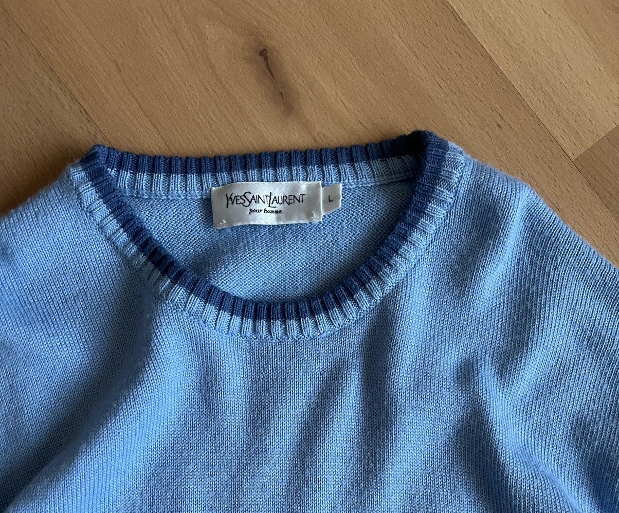 Yves Saint Laurent Yves Saint Laurent YSL Logo Knit Sweater Blue – Size L Size US L / EU 52-54 / 3 - 4 Thumbnail