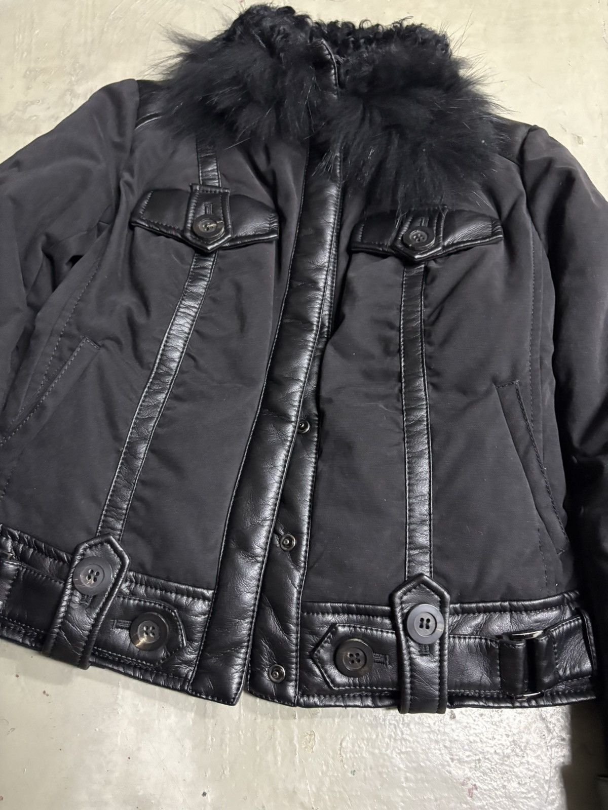 Beauty Beast Fragile Fur Faux Leather Demo Jacket Asymmetrical Lace Up Size US XS / EU 42 / 0 - 2 Thumbnail