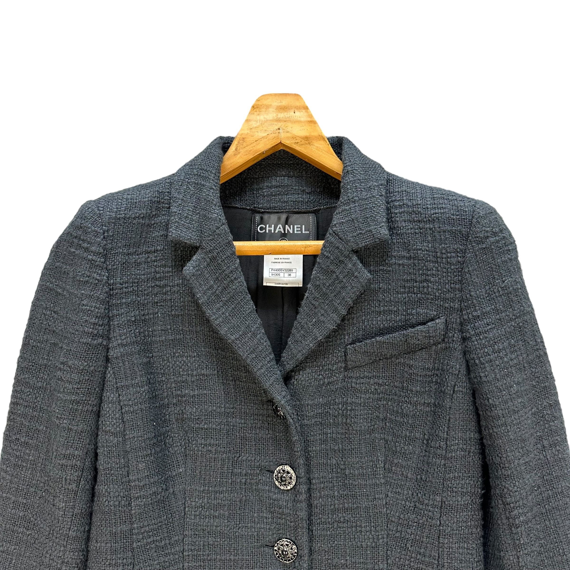Chanel CHANEL Gray Tweed Jacket #A18-0426 Size S / US 4 / IT 40 - 2 Thumbnail