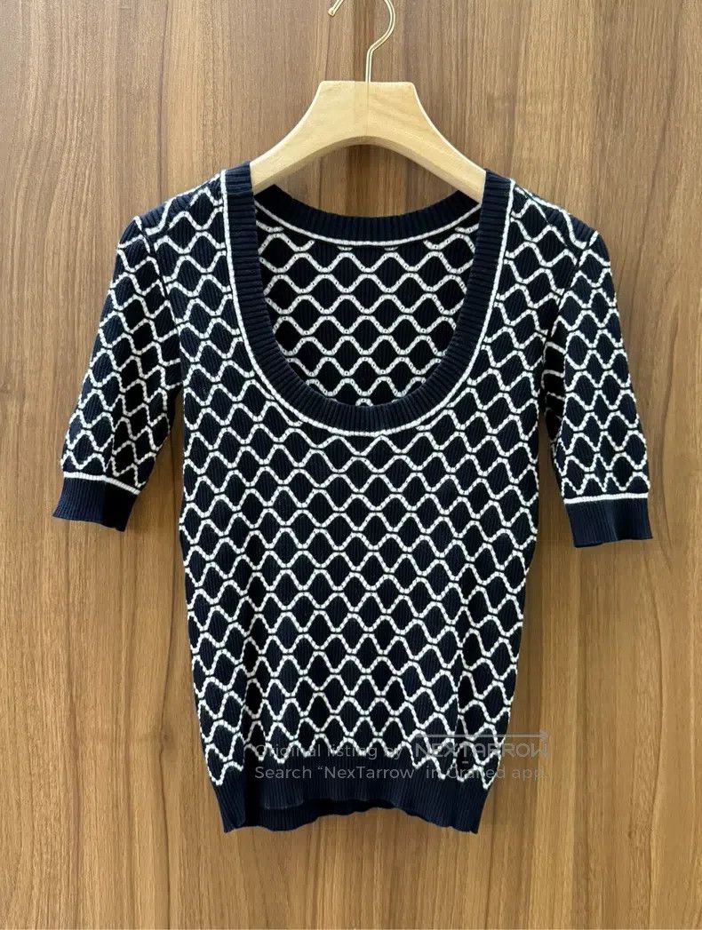 Chanel Chanel Black and white diamond knitted short sleeves Size XXS / US 00 / IT 34 - 2 Thumbnail