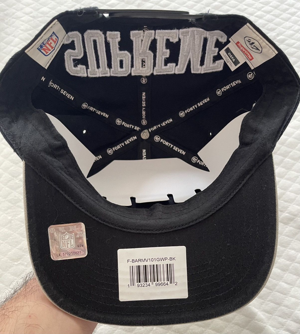 SUPREME X RAIDERS NFL X 47 BRAND HAT EMBROIDERED BLACK