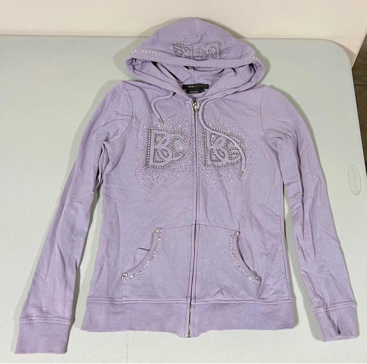 Bcbgmaxazria Purple ‘BCBG’ Diamond Logo Zipper Sweatshirt Hoodie Size S💜✨ Size S / US 4 / IT 40 - 1 Thumbnail