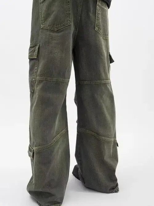 VIBE Retro washed distressed workwear loose wide leg jeans Size US 32 / EU 48 - 3 Thumbnail