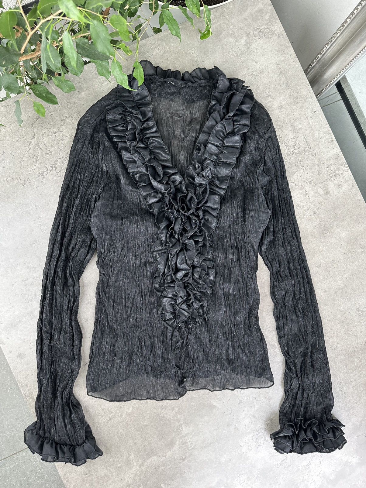Japanese Brand Vintage Mesh Blouse With Ruffles Size S / US 4 / IT 40 - 1 Thumbnail