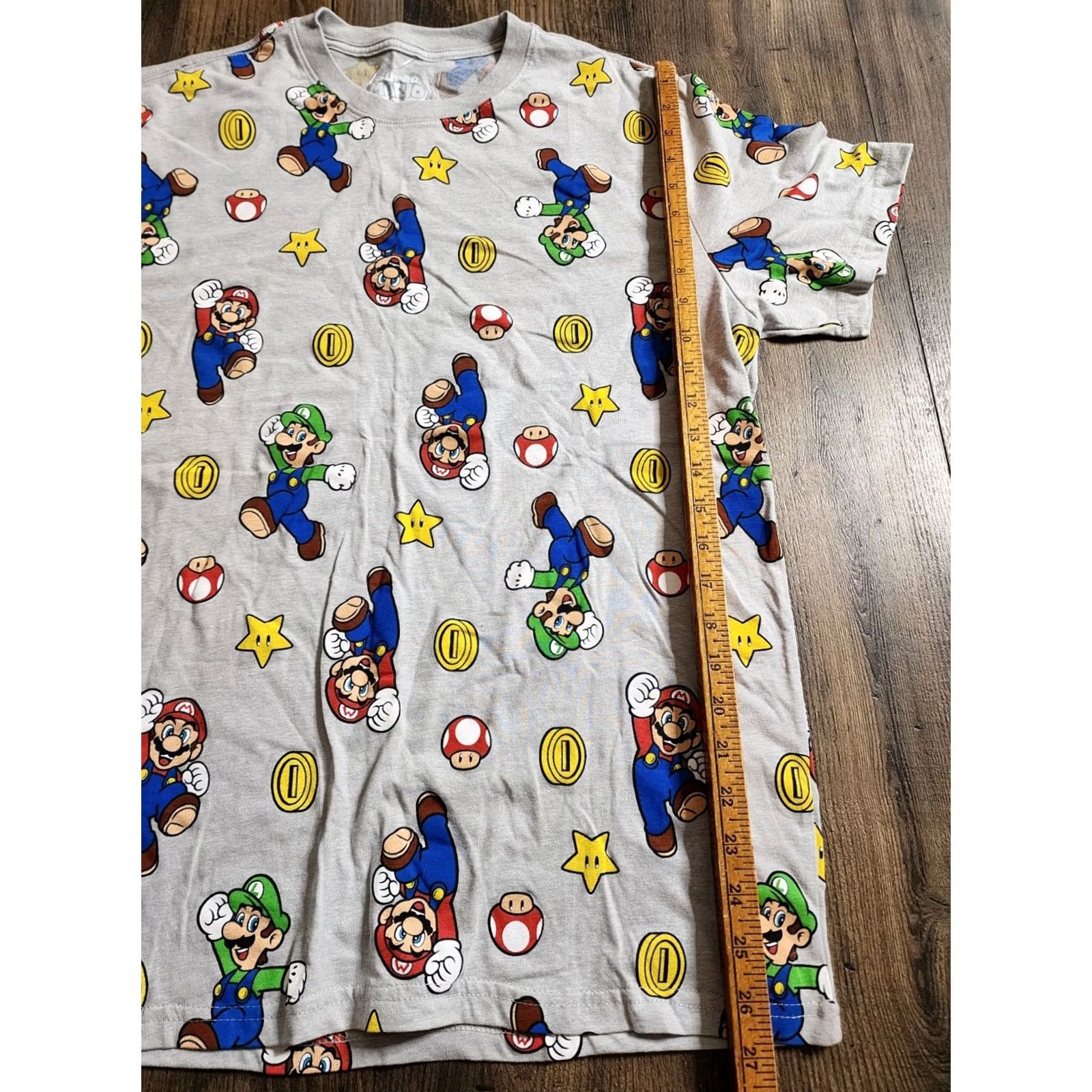 Nintendo Mens L Super Mario Bros. T-Shirt Shirt Crew Neck Short Sleeve Gray Cotton Logo 90s Size US L / EU 52-54 / 3 - 4 Thumbnail