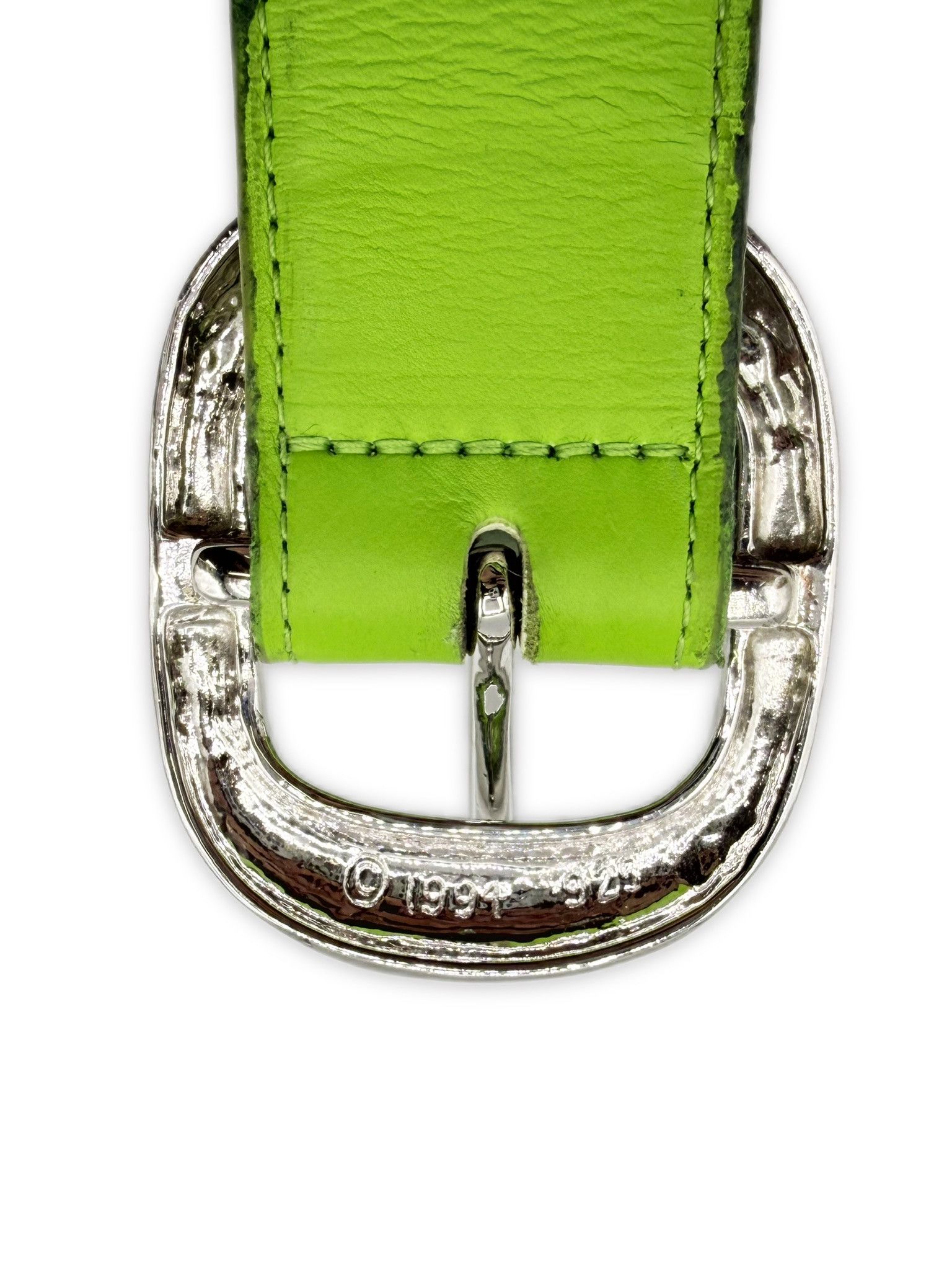 Chrome Hearts Chrome Hearts Lime Green 1.5 inch Gunslinger Leather Belt Size 32 - 6 Thumbnail