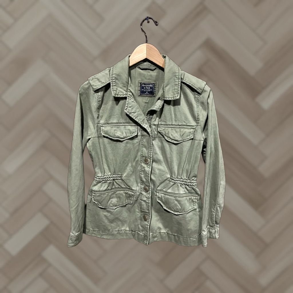 Abercrombie & Fitch Abercrombie & Fitch Womens Green Button Up Jacket M Cotton Jacket Womens Green 90s Concert? Size M / US 6-8 / IT 42-44 - 1 Thumbnail