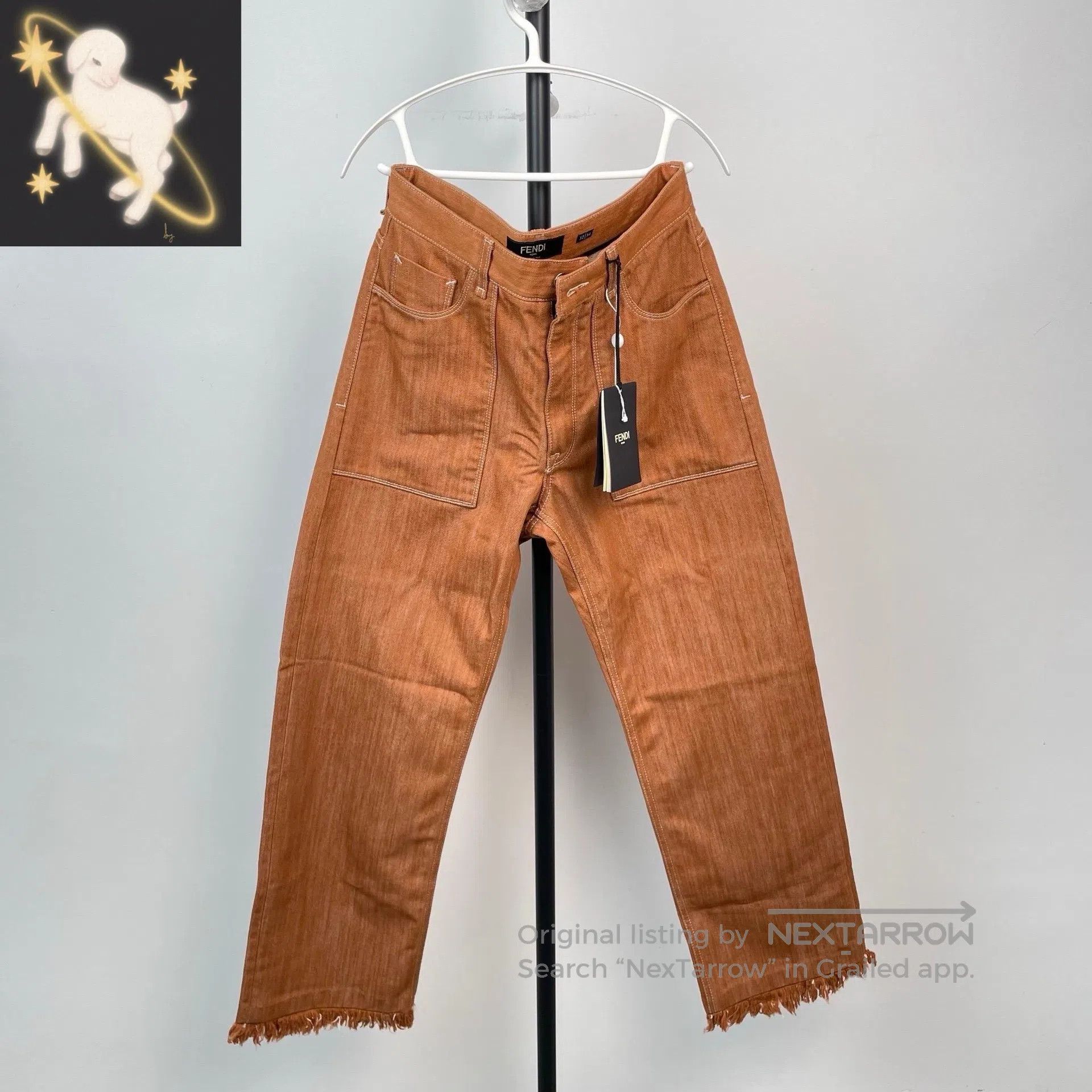 Fendi FENDI Brown frayed straight casual long pants| Size US 32 / EU 48 - 1 Thumbnail