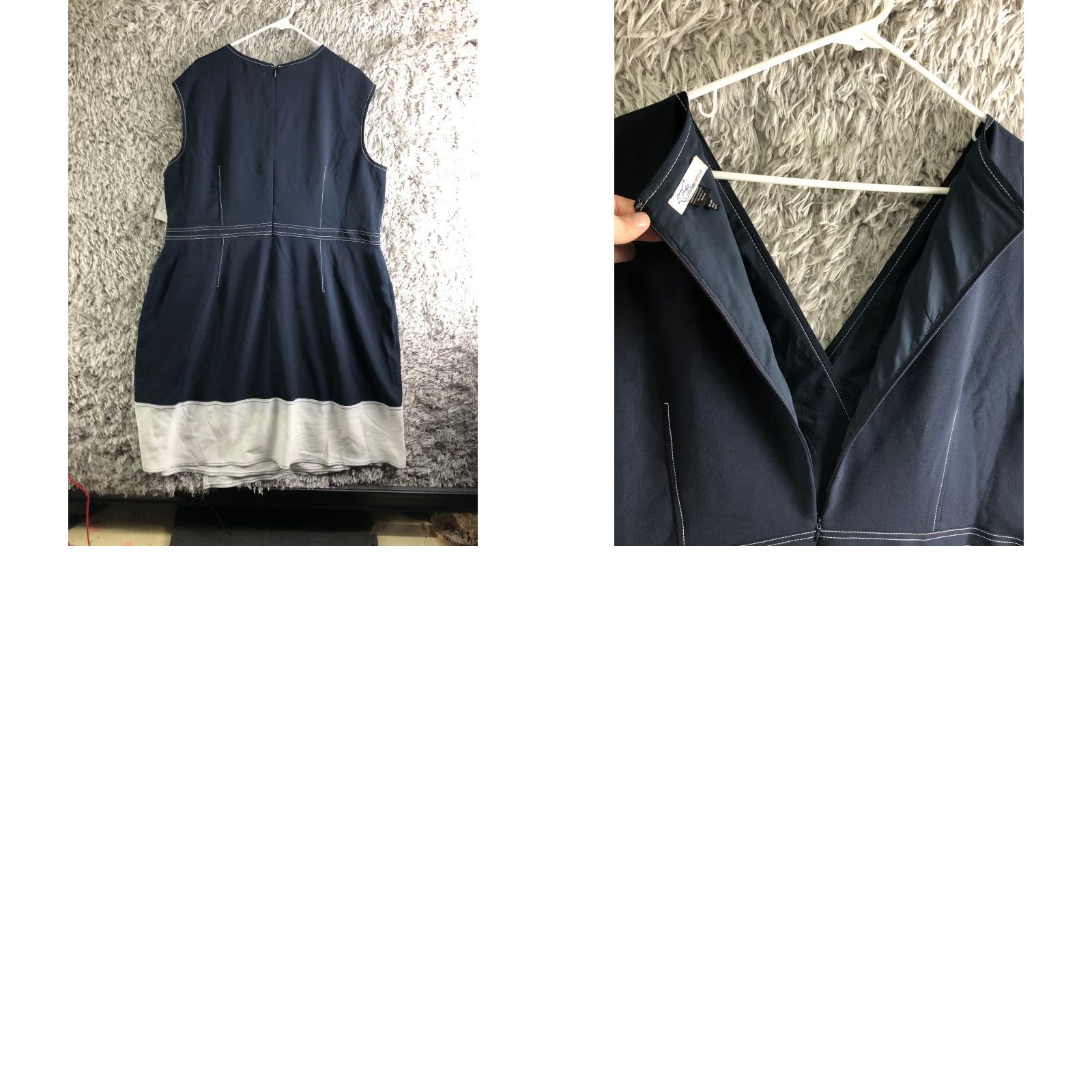 Vintage Three Wrens Womens A-Line Dress 22W Plus Size Blue V-Neck Sleeveless Belted Long chiffon Polyester Formal Party Wedding Vintage: No (if allowed) Size 3XL / US 20-22 - 8 Thumbnail