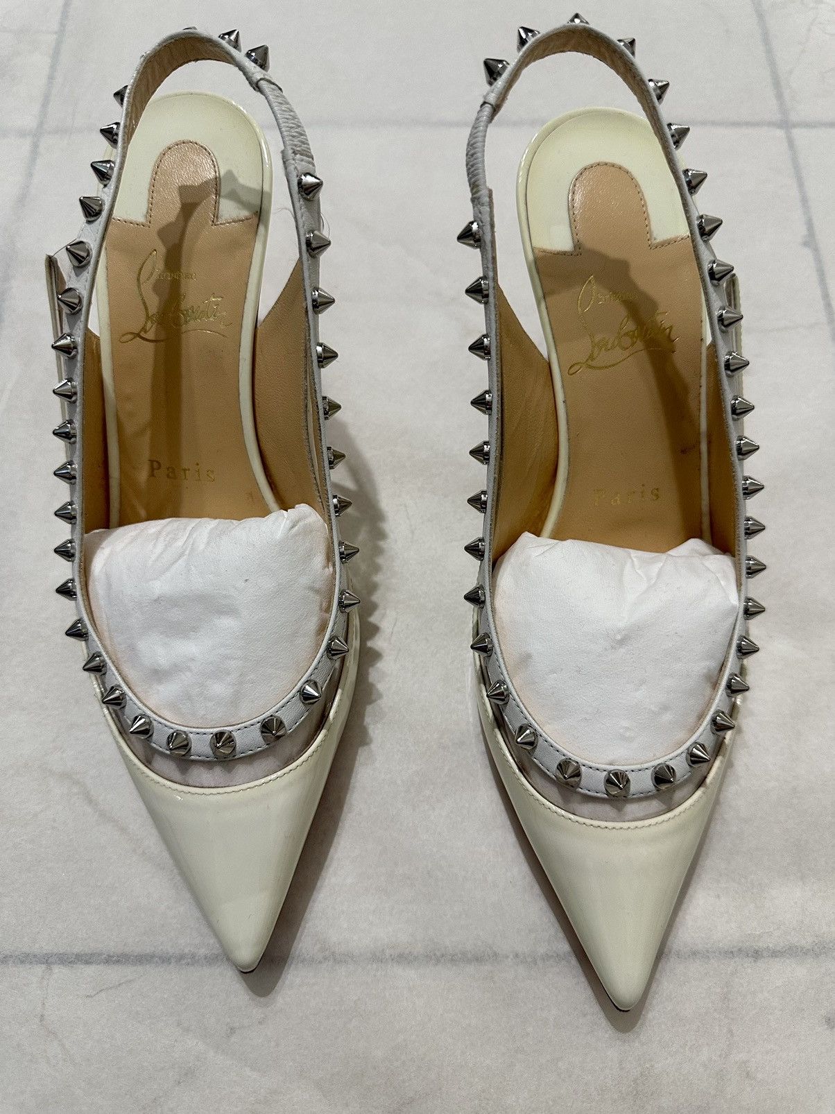 Christian Louboutin × Designer Christian Louboutin Brigadine Spike Patent Pump Mules Size US 7 / IT 37 - 3 Thumbnail