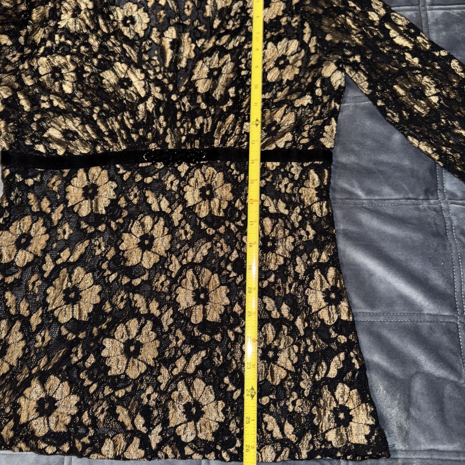 Other Lace Top Sz L Floral Empire Jewel Velvet Band Goth Fairy LBD Size L / US 10 / IT 46 - 8 Thumbnail