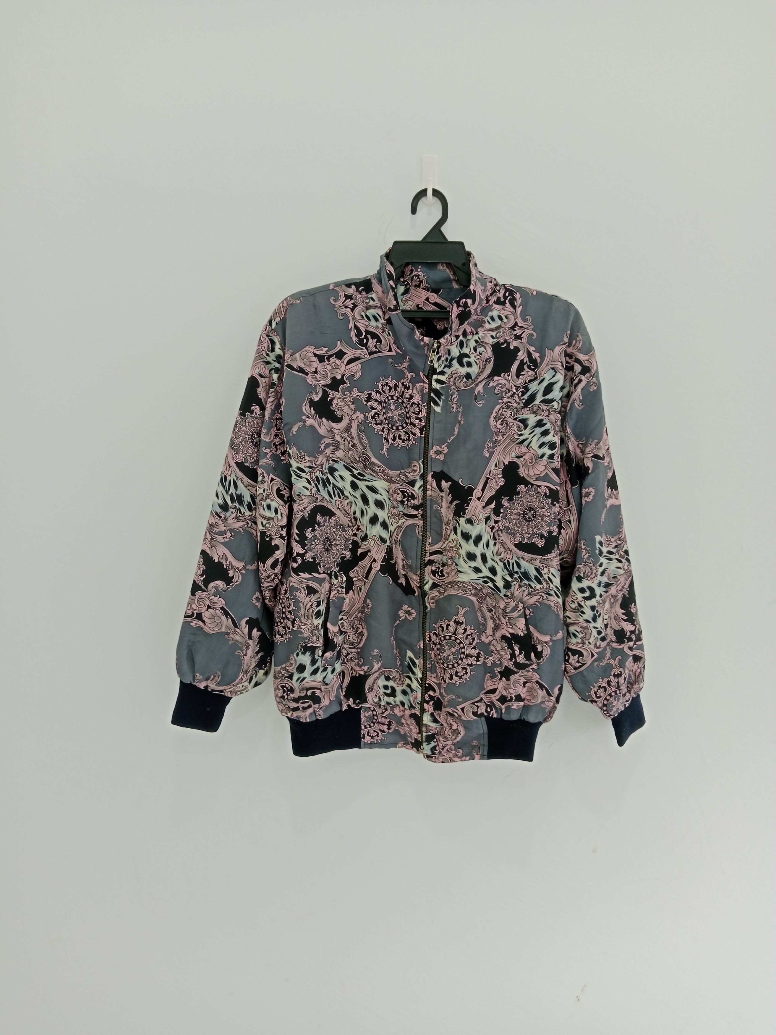 Designer × Vintage Vintage Satin Jacket Full Print Nice Design Size L / US 10 / IT 46 - 1 Thumbnail