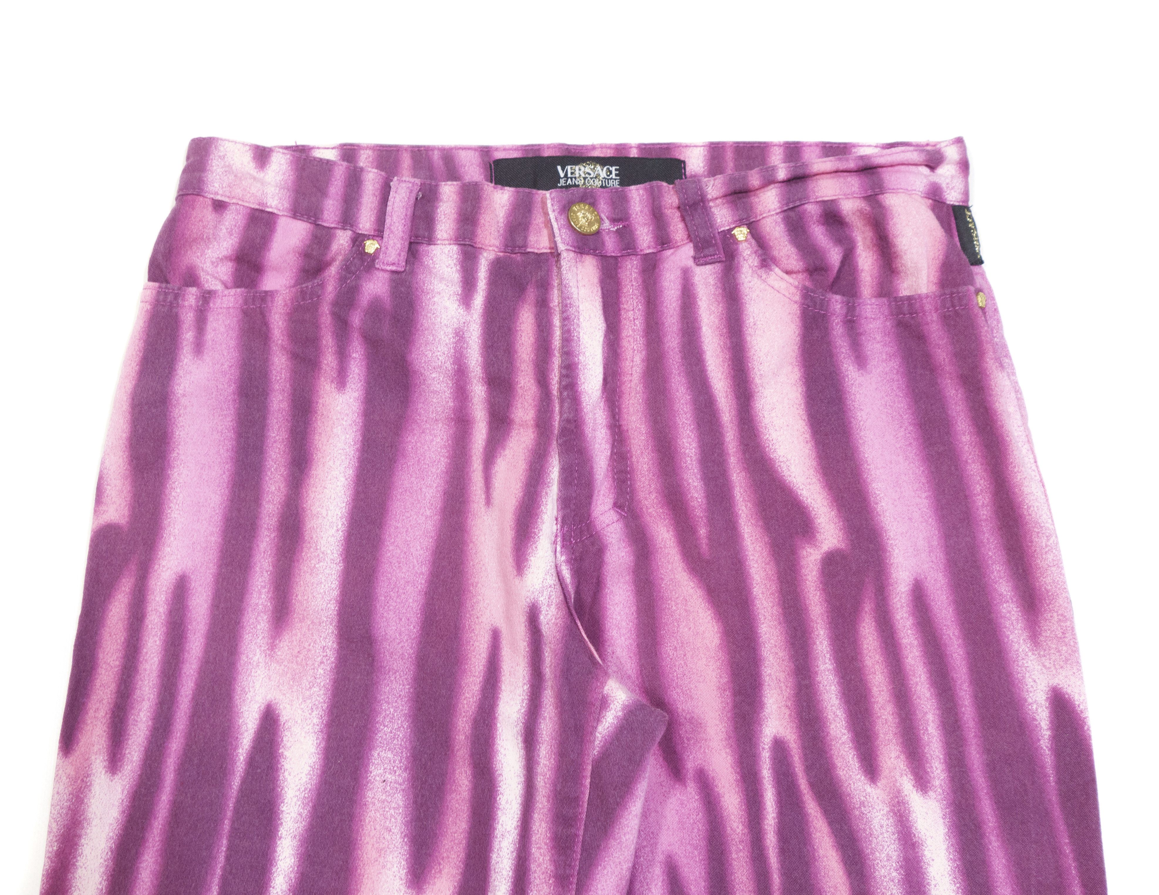 Versace 00S Medusa Buttons Acid Printed Jeans Vintage Size 28" / US 6 / IT 42 - 3 Thumbnail