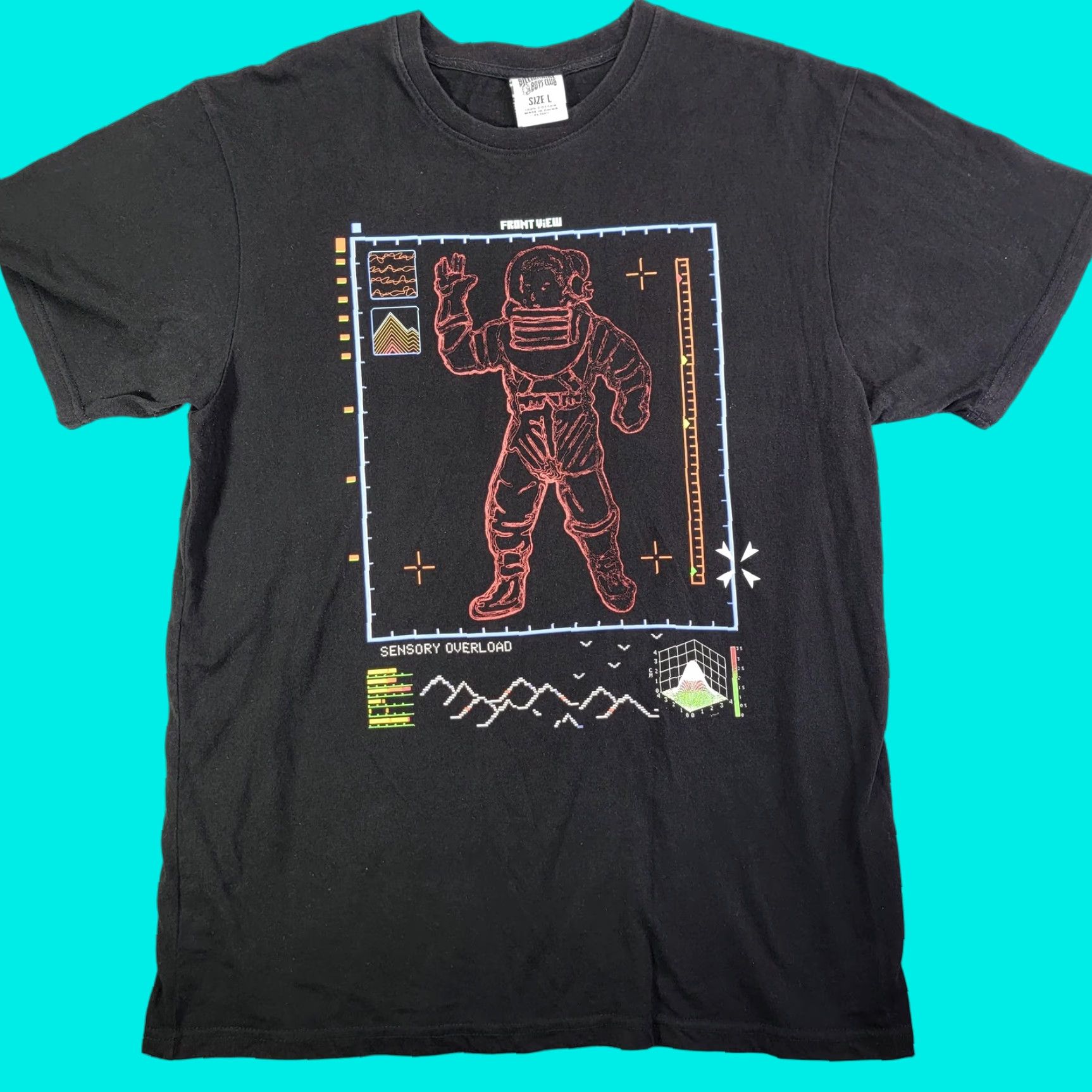 Billionaire Boys Club Billionaire Boys Club Shirt Mens Large Black Astronaut HUD Graphic Tee Sensory Overload Front View Mens Womens Boys Girls Size US L / EU 52-54 / 3 - 1 Thumbnail