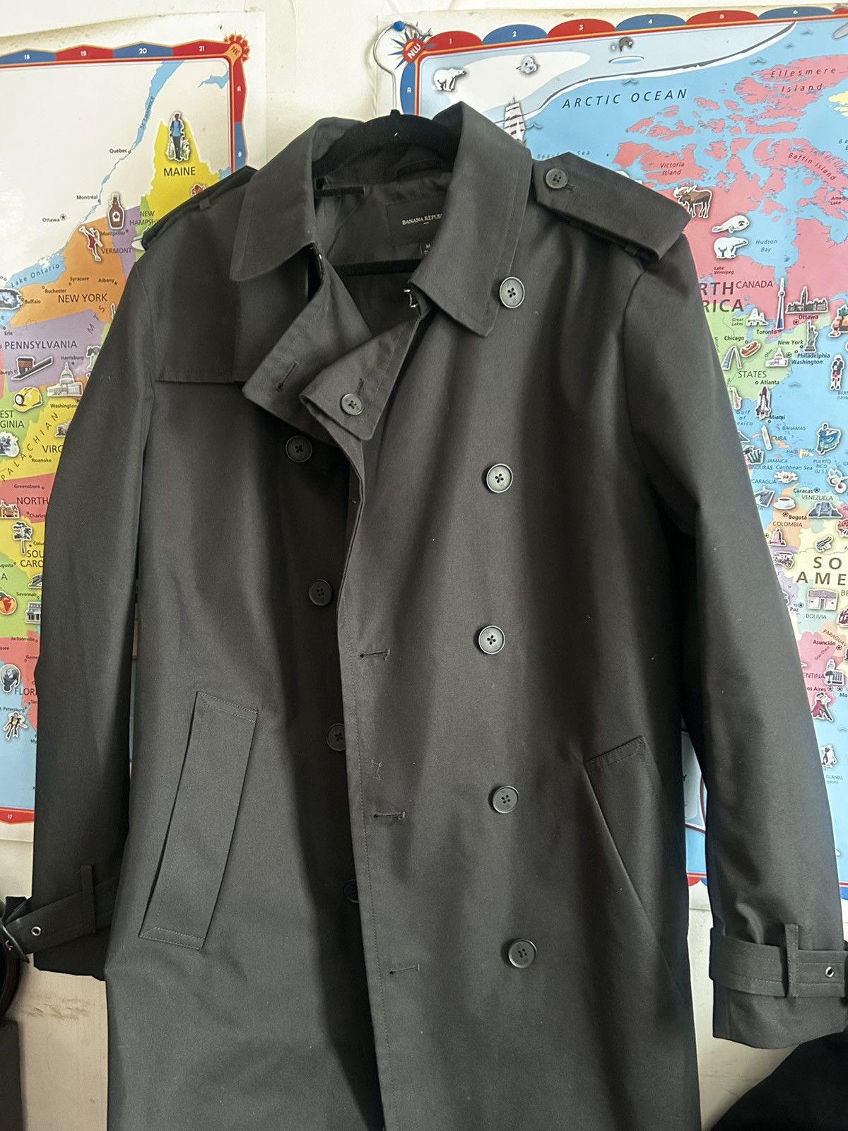 Banana Republic Luxury vintage style designer black goth trench coat Size US M / EU 48-50 / 2 - 3 Thumbnail