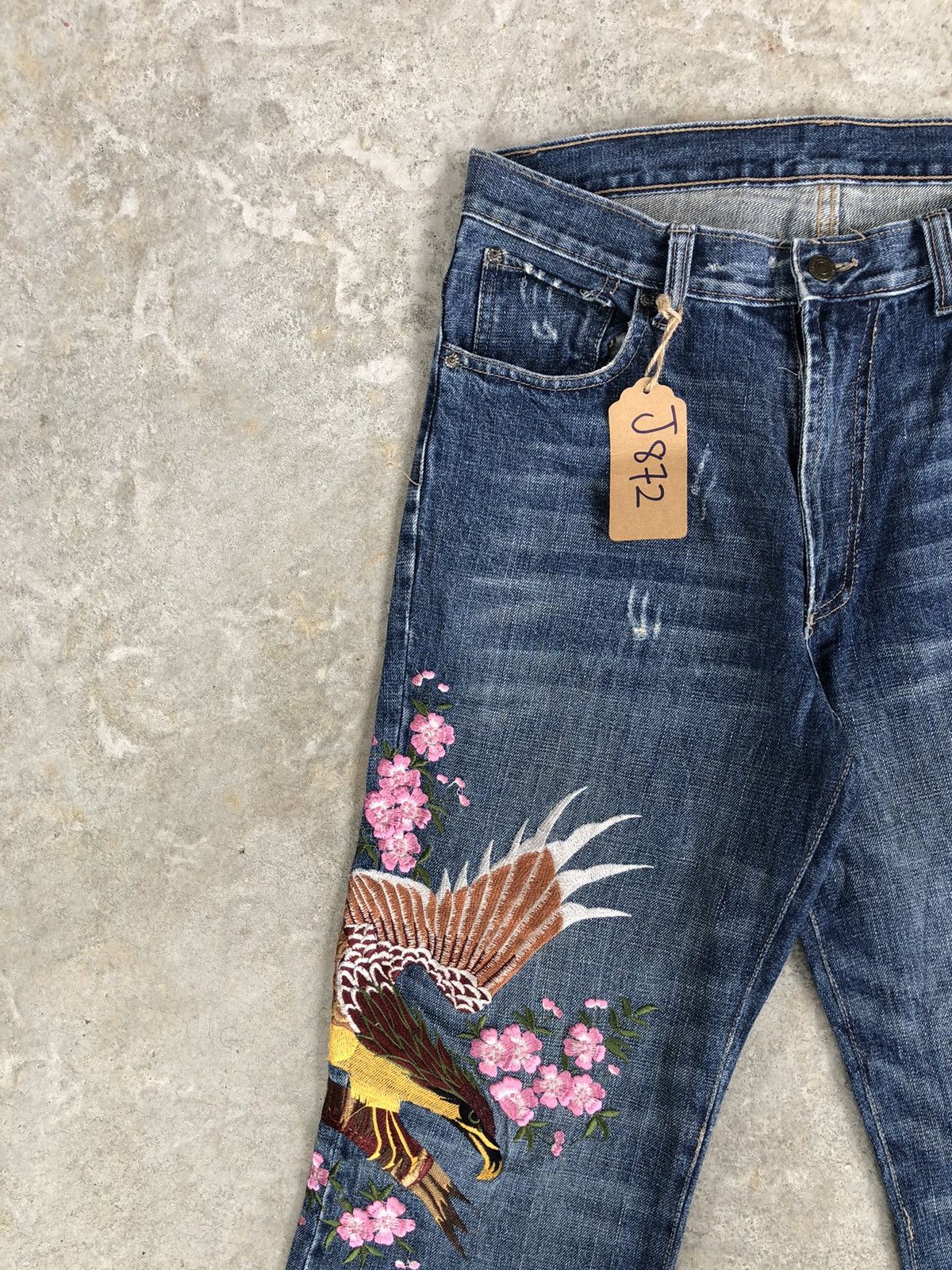 Japanese Brand Japanese Quadro Embroidered Jeans Mini Flare Distressed Size US 32 / EU 48 - 4 Thumbnail