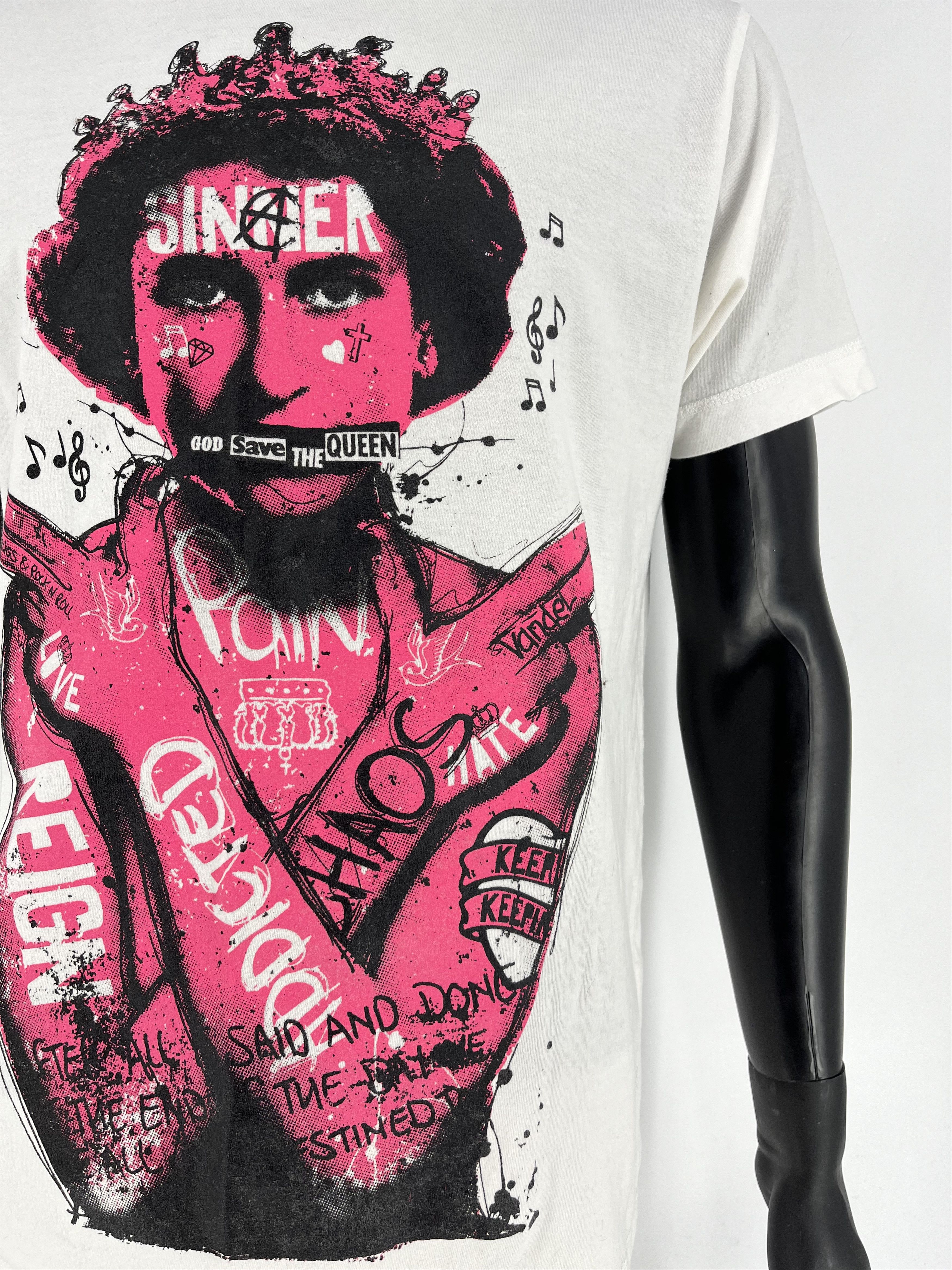 Band Tees Pistol Boutique Mens Fitted White Round GRAFFITI QUEEN Size US L / EU 52-54 / 3 - 7 Thumbnail