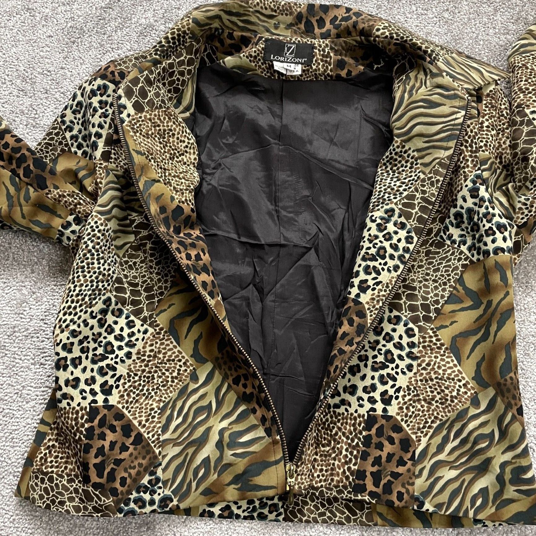 Vintage VINTAGE Lorizoni Coat Jacket Womens Medium Brown Animal Print Full Zip Lined Size M / US 6-8 / IT 42-44 - 3 Thumbnail