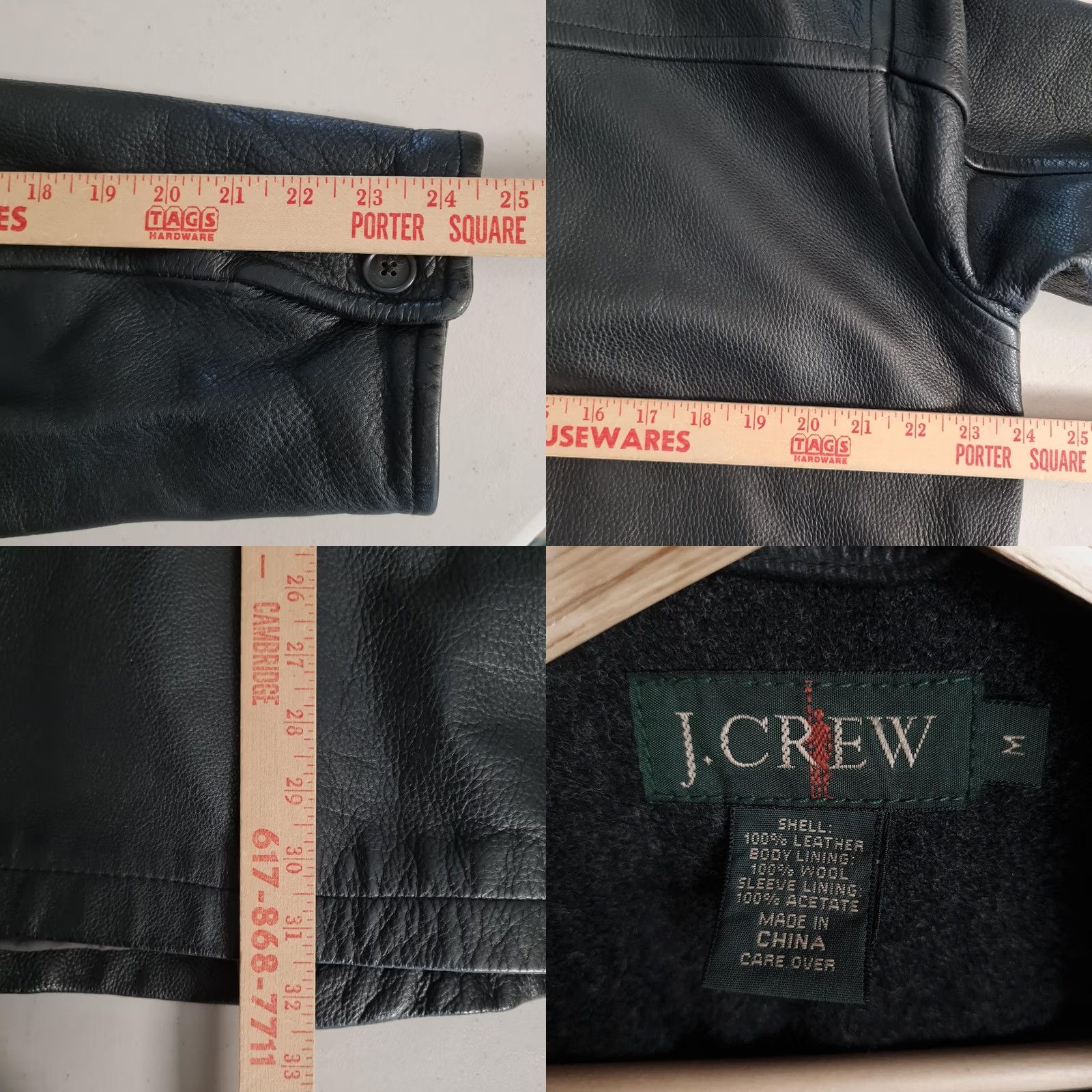 J.Crew J.CREW Coat Mens Medium Black Leather Wool Lined Button Front Car Coat Size US M / EU 48-50 / 2 - 11 Thumbnail
