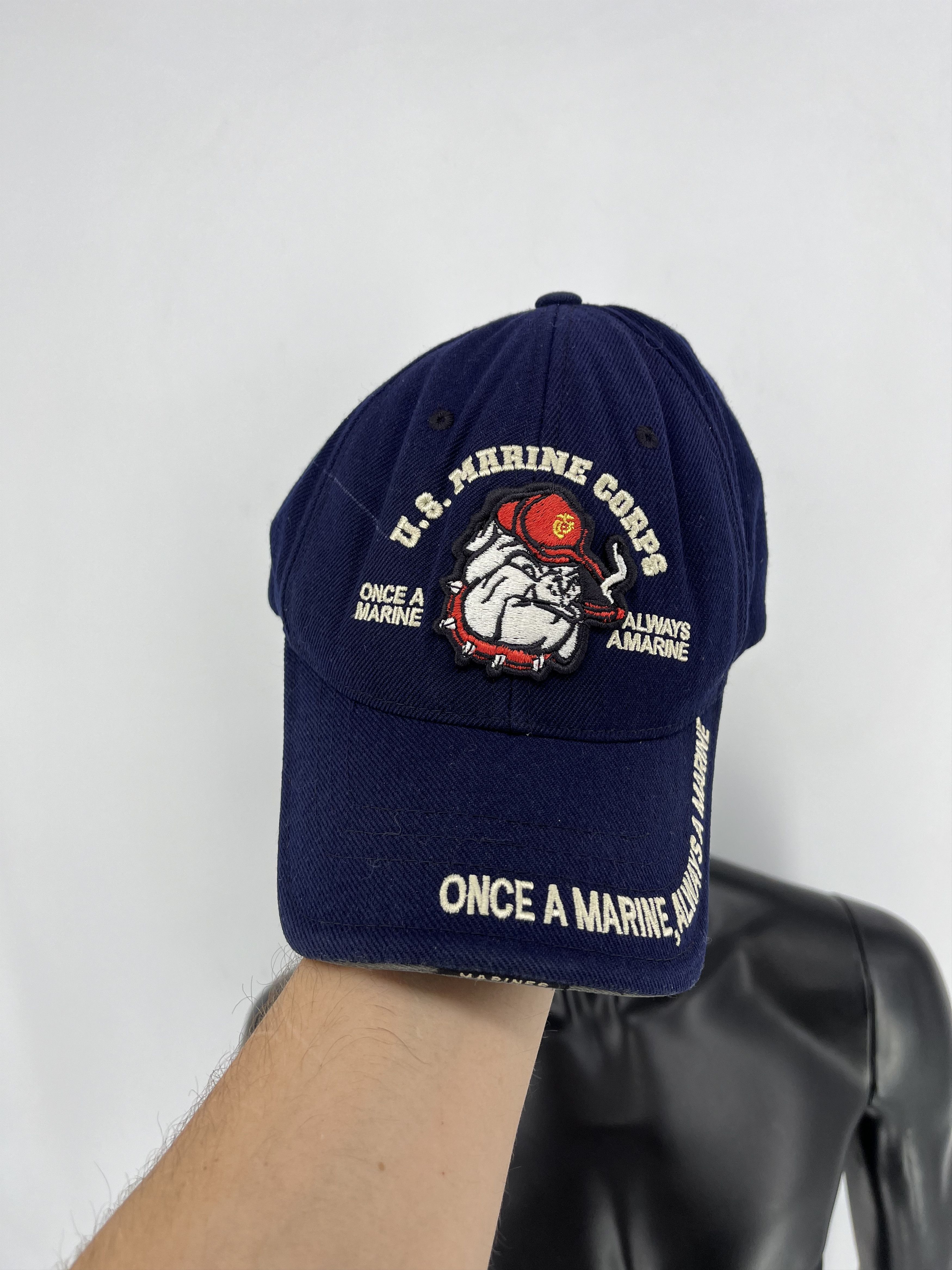 Vintage Once a Marine Hat Big Patch Black Adjustable Trucker Size ONE SIZE - 2 Thumbnail