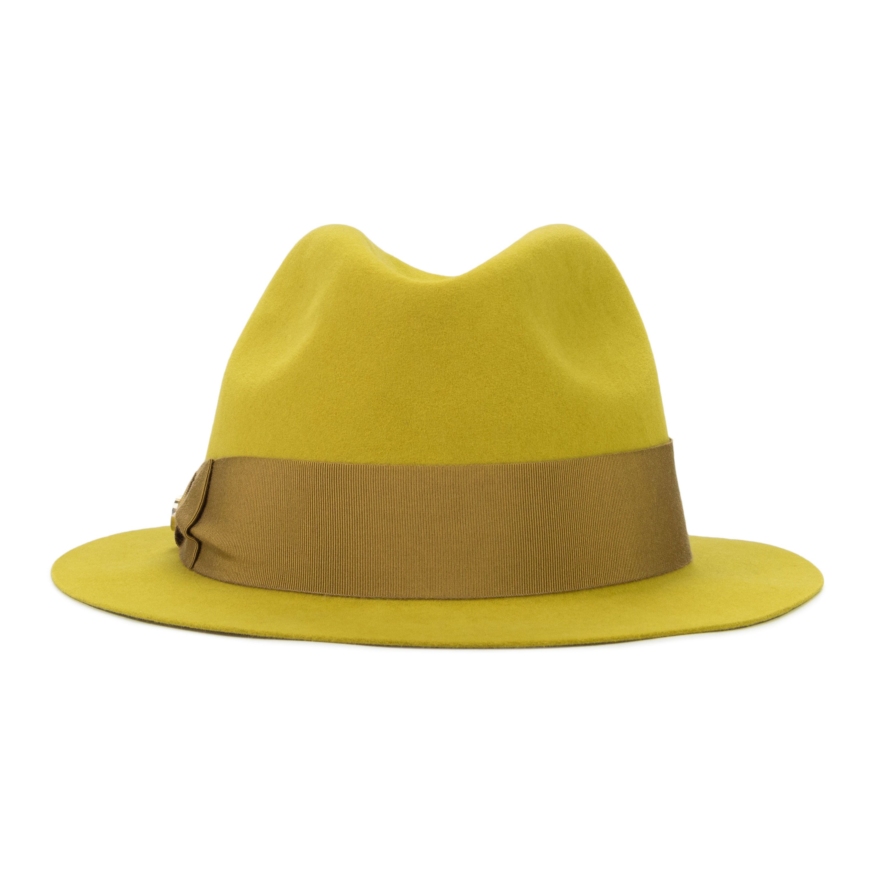 Loro Piana RABBIT CASHMERE BLEND MUSTARD FEDORA HAT SIZE S Size ONE SIZE - 1 Thumbnail