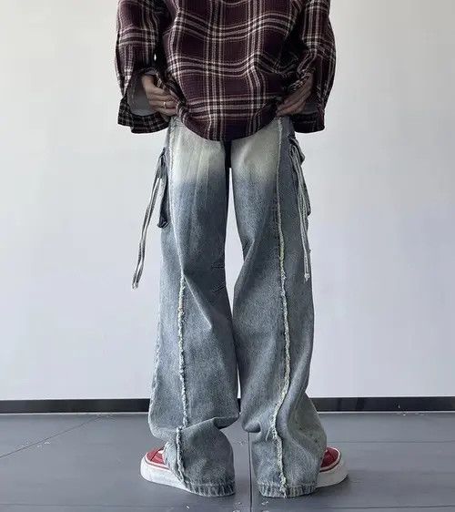 Designer × Jean × Vintage Men Ripped Holes Cargo jeans Size US 31 - 4 Thumbnail