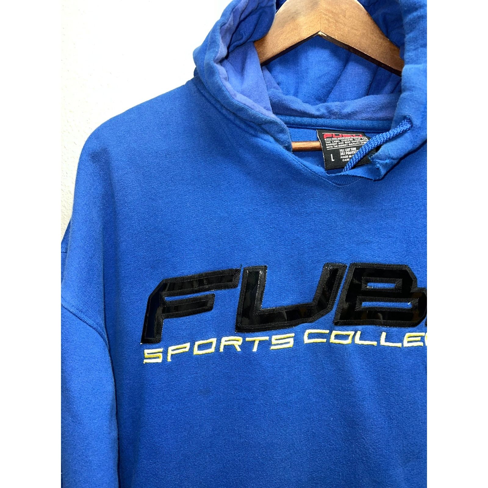 Vintage Fubu Sports Collection Hoodie Blue Pullover Cut Neck Y2K L Size US L / EU 52-54 / 3 - 2 Thumbnail