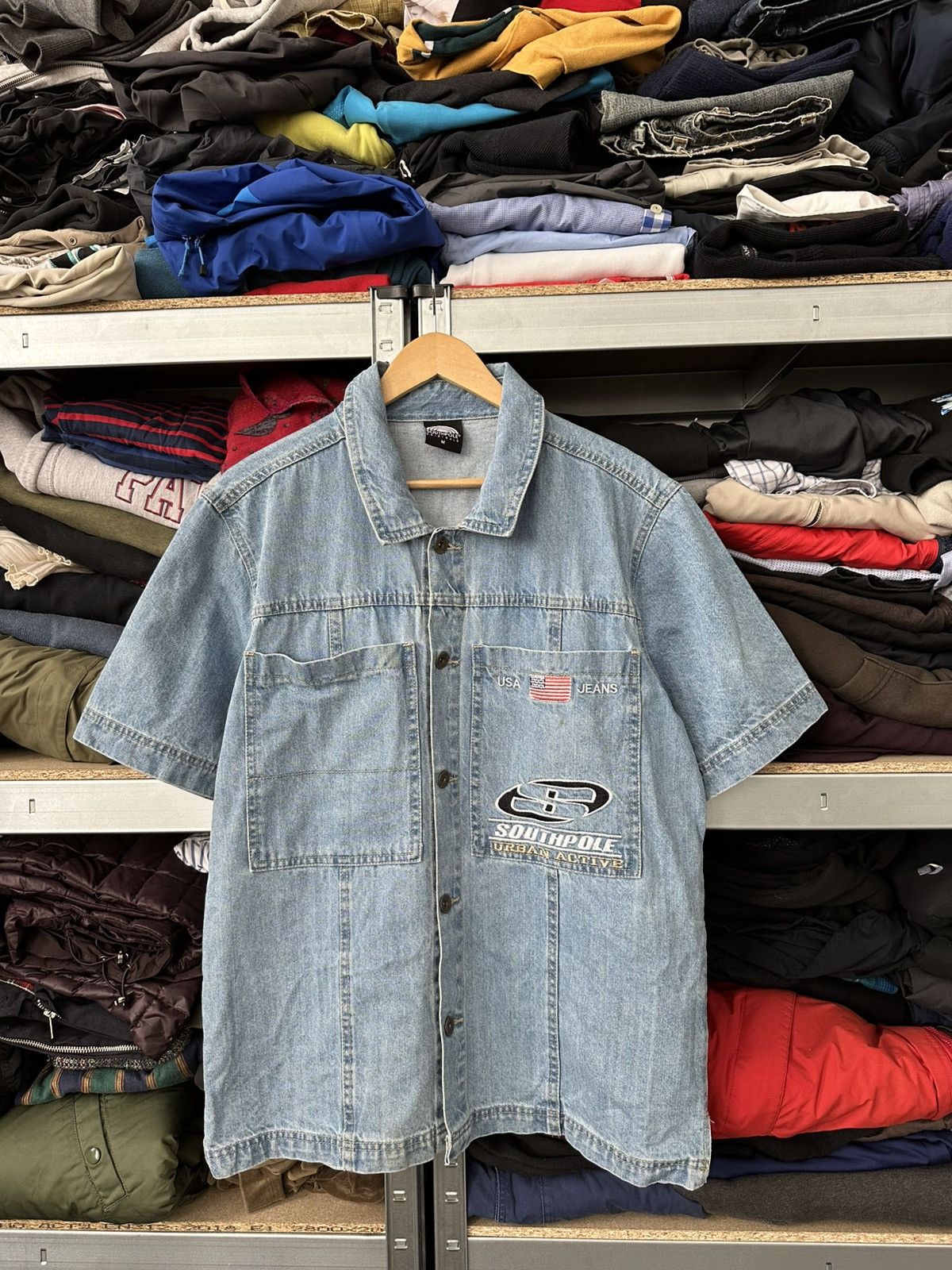 Southpole Vintage Y2K Southpole USA Jeans Blue Denim Button Up Shirt Size US M / EU 48-50 / 2 - 4 Thumbnail