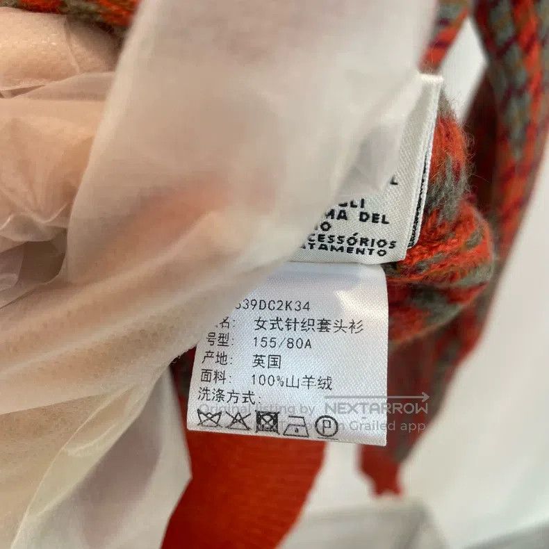 Hermes Hermes Houndstooth Cashmere Crewneck Sweater - Orange Brow Size XXS / US 00 / IT 34 - 8 Thumbnail