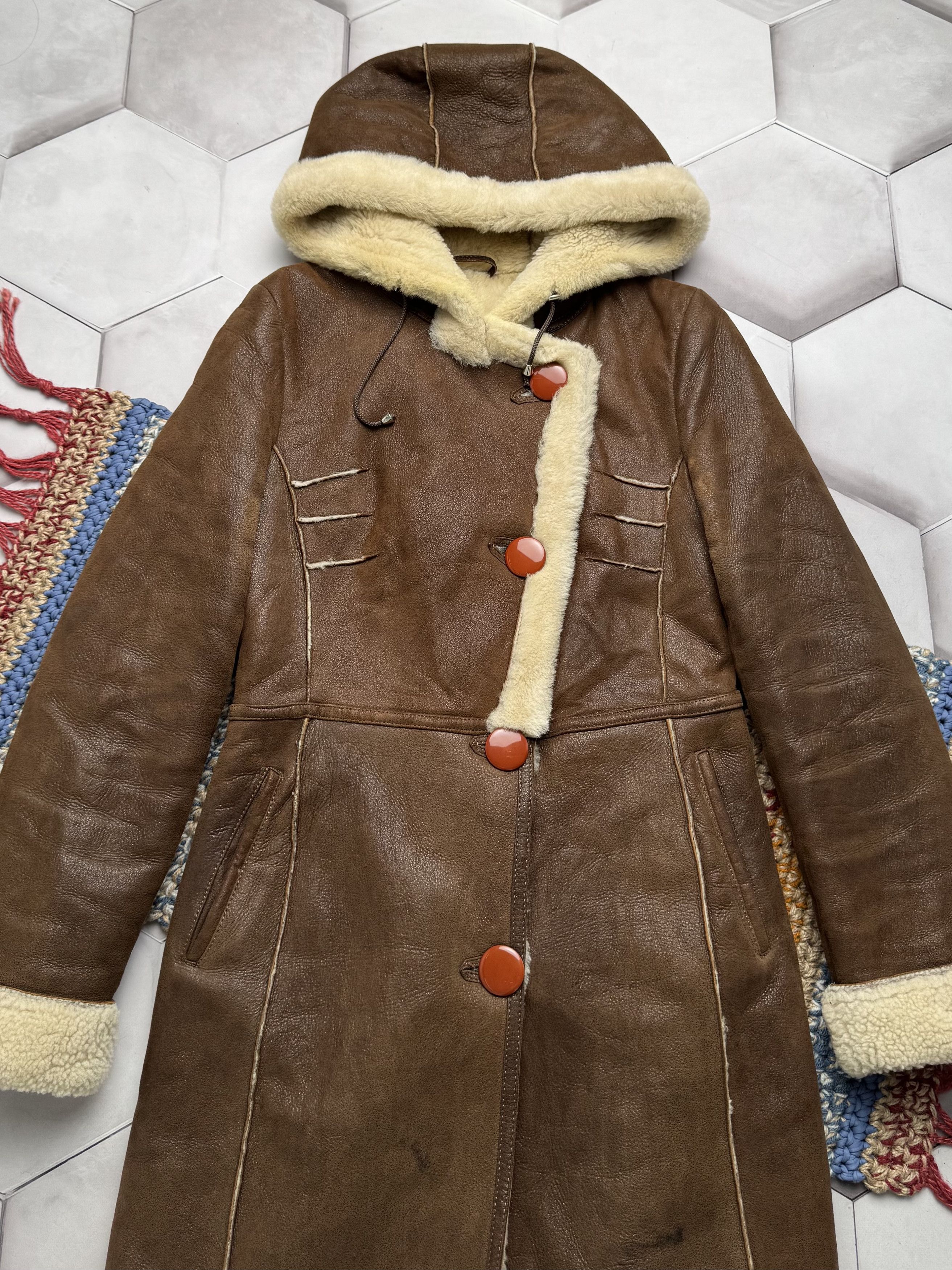 Japanese Brand Vintage Real Sheepskin Hooded Coat (E4) Size S / US 4 / IT 40 - 2 Thumbnail