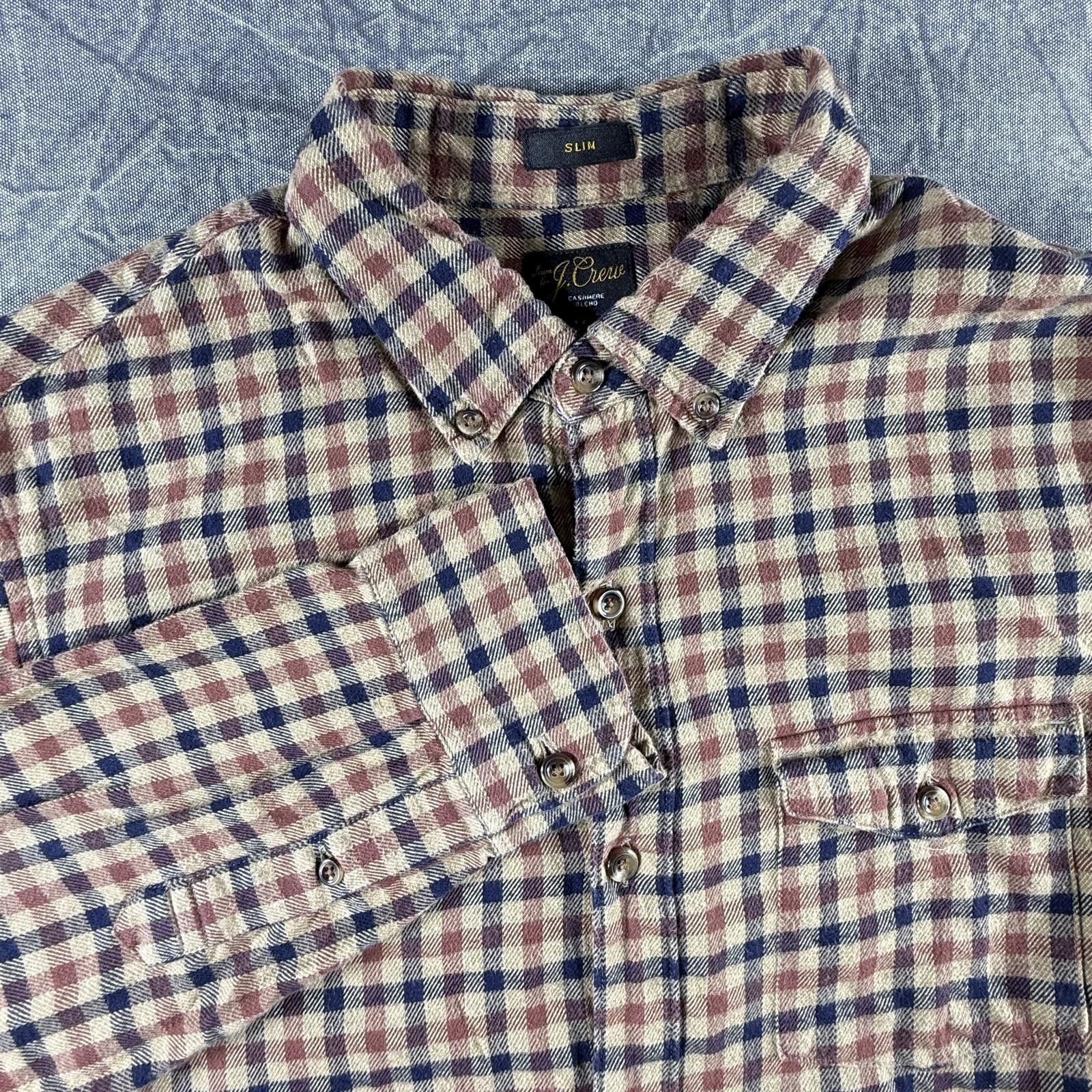 J.Crew J-Crew Shirt Men's M Brown Flannel Cashmere Blend Slim Fit Size US M / EU 48-50 / 2 - 1 Thumbnail