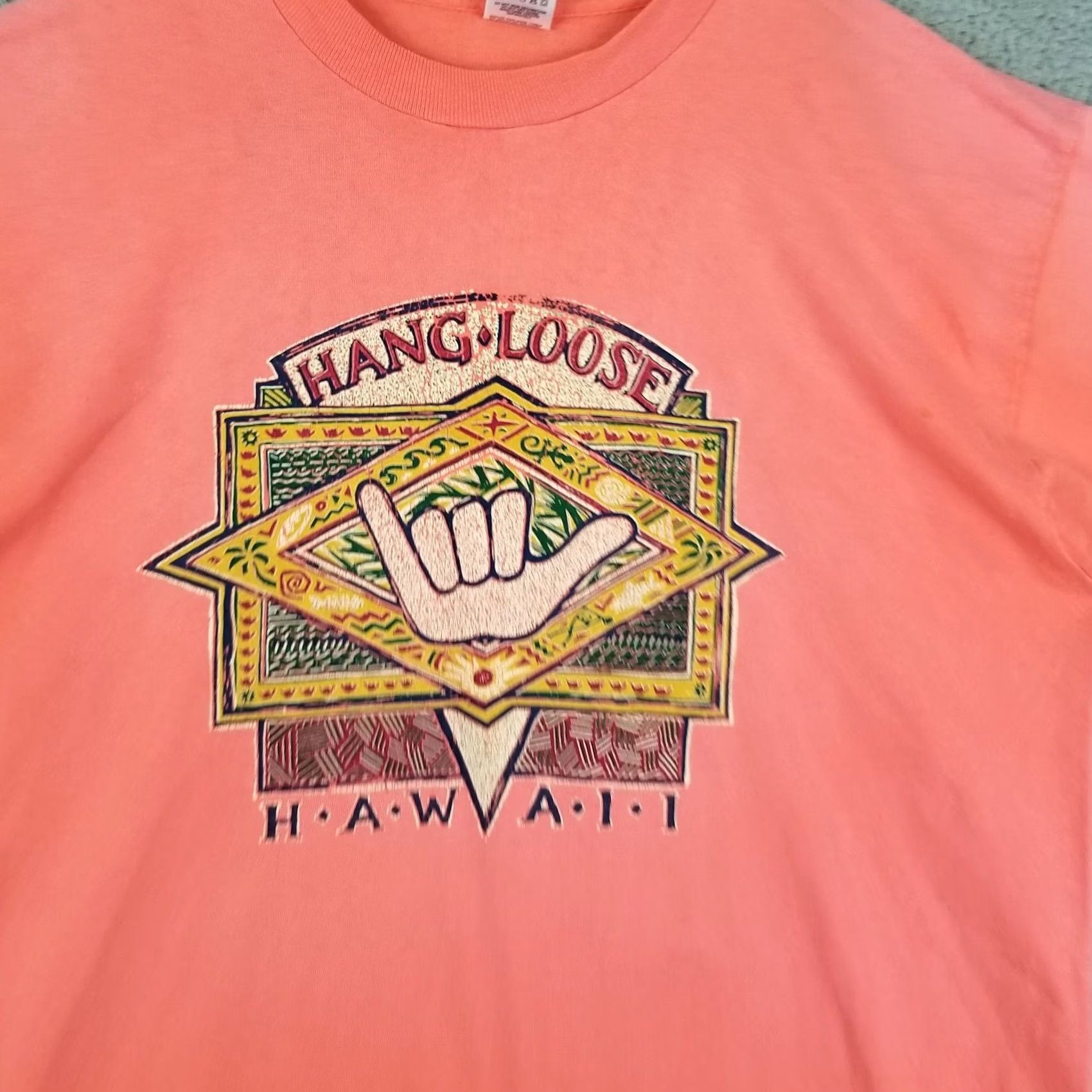 Pinko Hang Loose Hawaii T-Shirt Adult XL Pink 80s 90s Lizard Aloha Vintage Shirt Mens Short Sleeve Crew Neck Single Stitch Size US XL / EU 56 / 4 - 2 Thumbnail