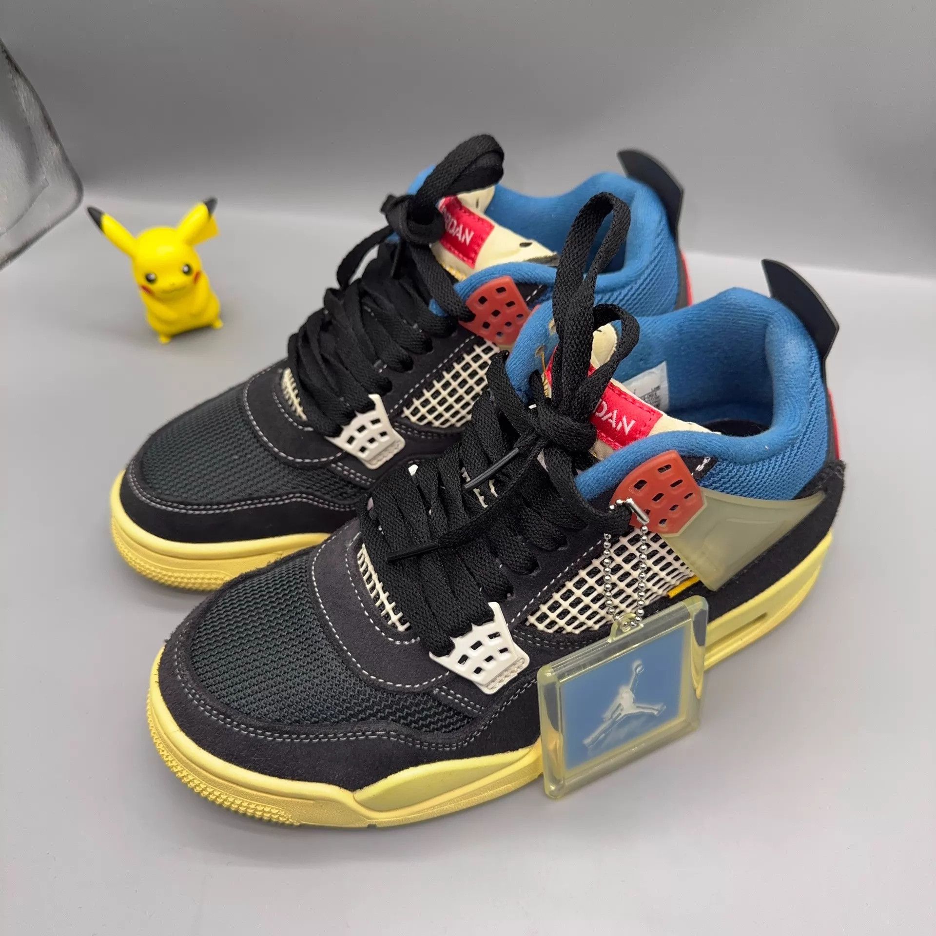 Nike Jordan AJ4 Union Black/Blue 38.5 Size US 8 / IT 38 - 1 Thumbnail