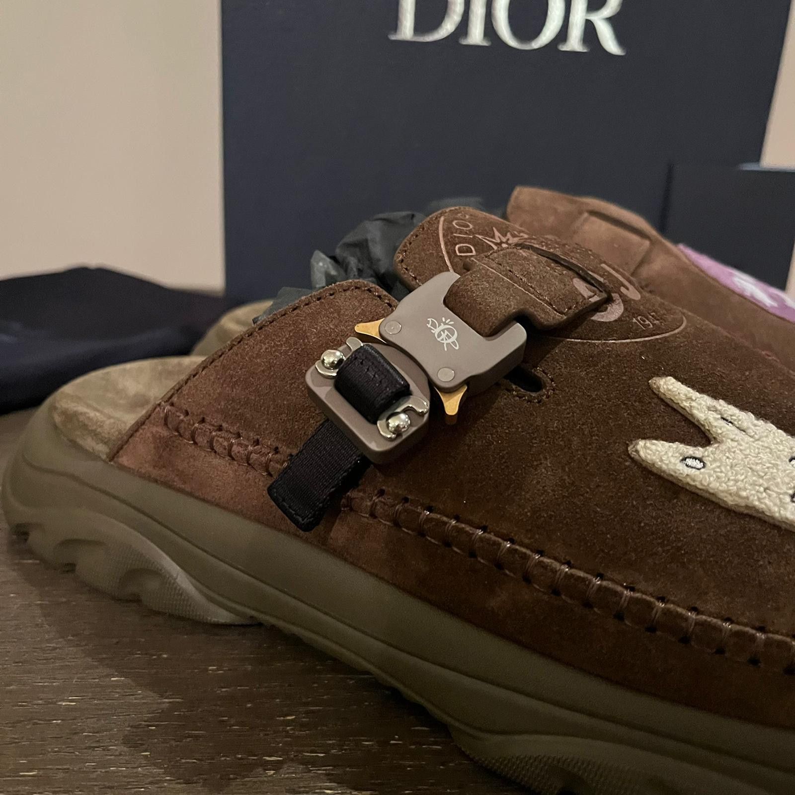 Dior × Travis Scott Q.1 Cactus Jack H-Town Sandals Suede Embroidered in Brown Size US 9 / EU 42 - 13 Thumbnail