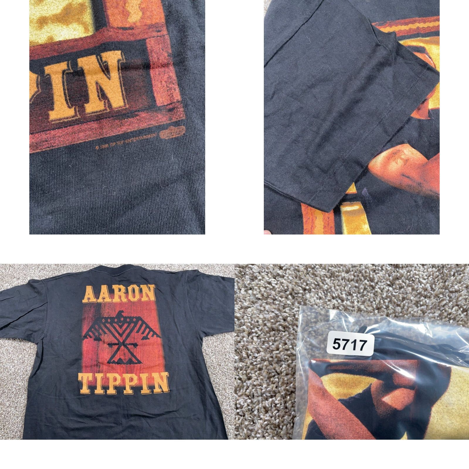 Vintage Vintage 1995 Winterland Aaron Tippin T-Shirt Adult XL Black Retro Music Graphic Tee Men Size US XL / EU 56 / 4 - 8 Thumbnail