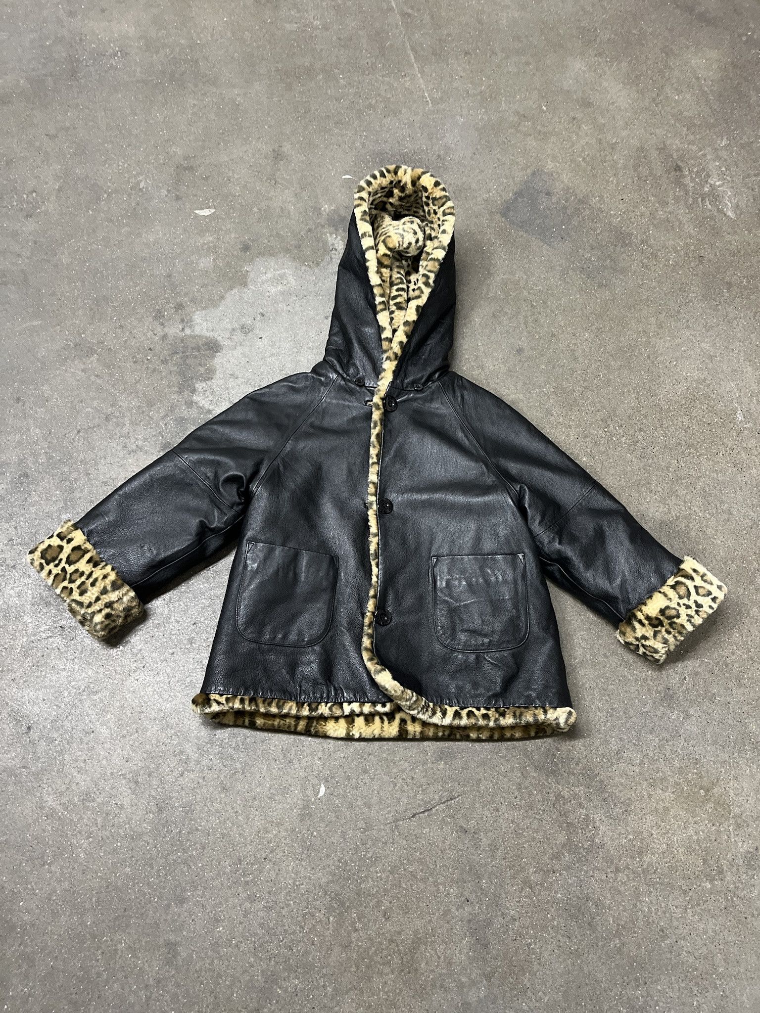 Vintage × Wilsons Leather Vintage 1990s Wilsons Leather Kids XS Baby Cheetah Leather Jacket Size XS Size US XS / EU 42 / 0 - 1 Thumbnail