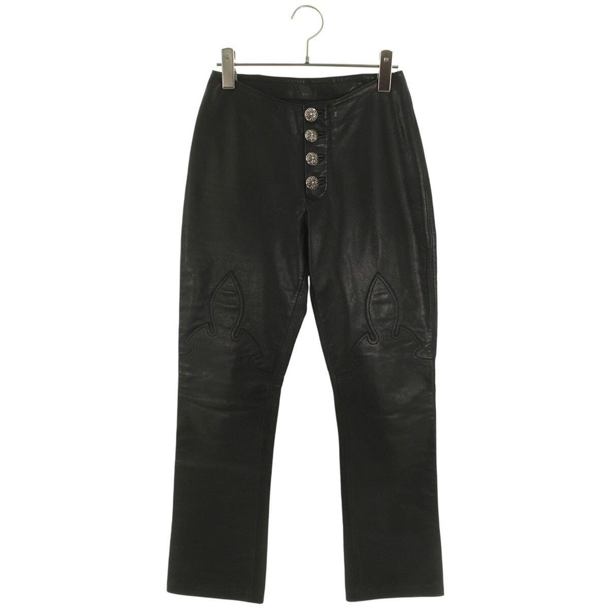 Chrome Hearts Chrome Hearts Leather Flare Pants Cross Ball Size US 27 - 1 Thumbnail