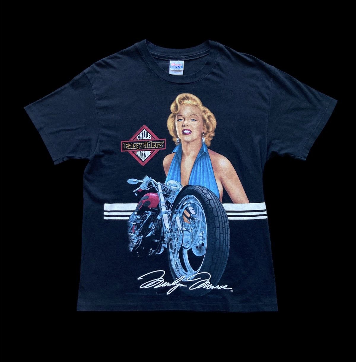 Harley Davidson Vintage 1995 Marilyn Monroe Easy Riders Motorcycle Tee 90s Size US L / EU 52-54 / 3 - 1 Thumbnail
