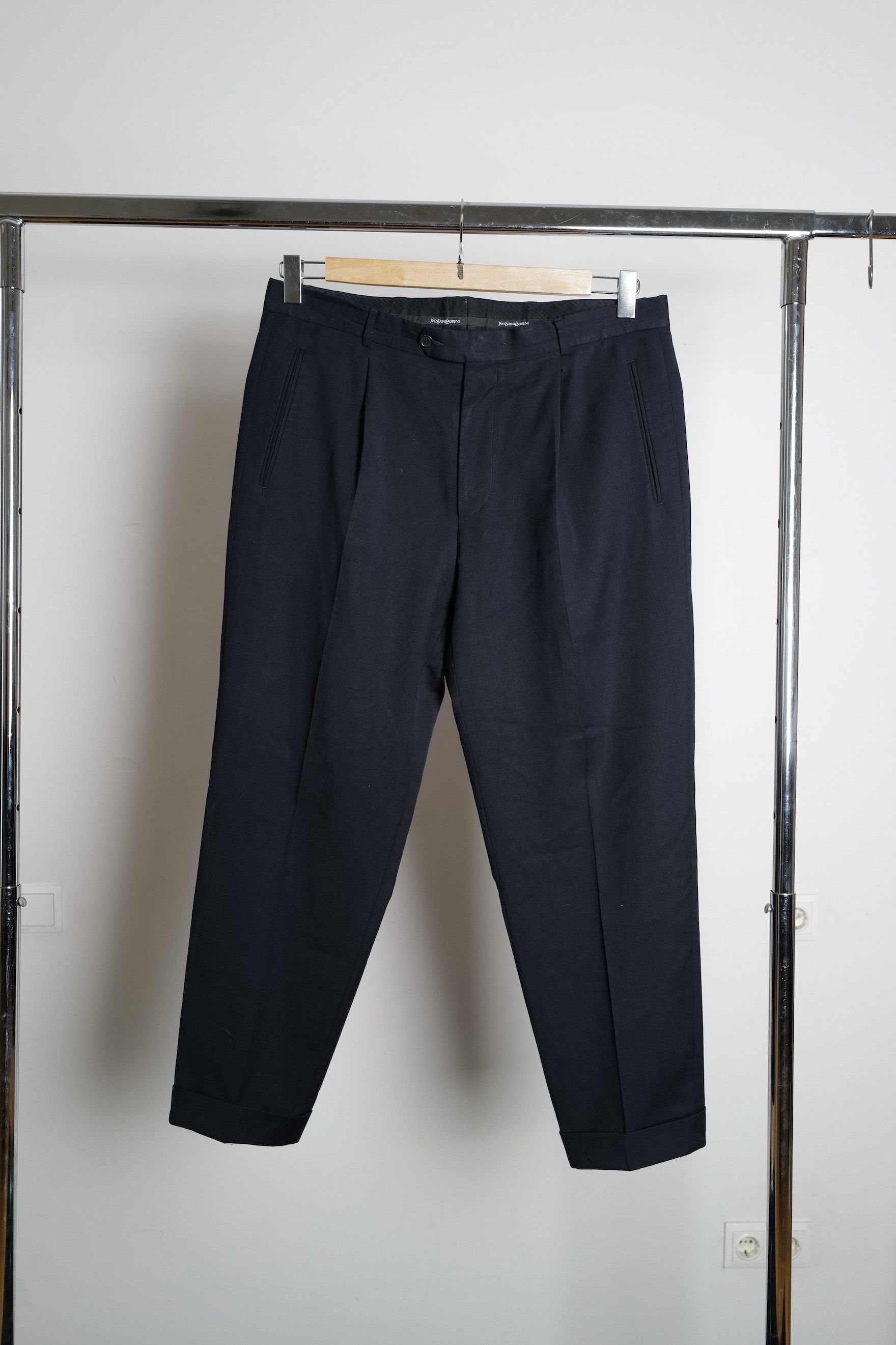 Vintage Yves Saint Laurent Turquoise Wool Pants Size US 34 / EU 50 - 1 Thumbnail