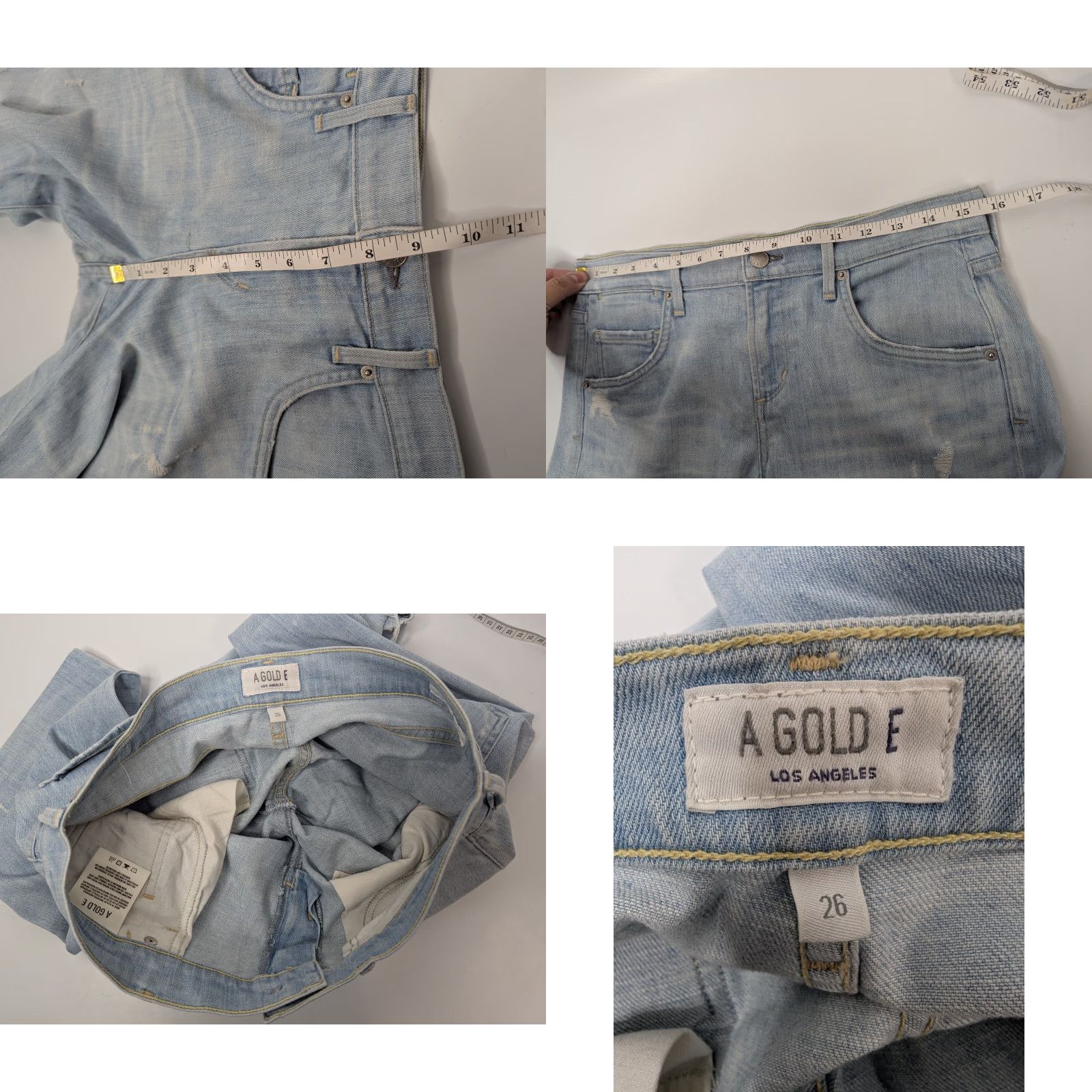 Agolde AGOLDE Jeans Women's Slim Distressed Boyfriend Isabel 26 Blue Cotton Machine Washable 015 A-Series Size 26" / US 2 / IT 38 - 8 Thumbnail