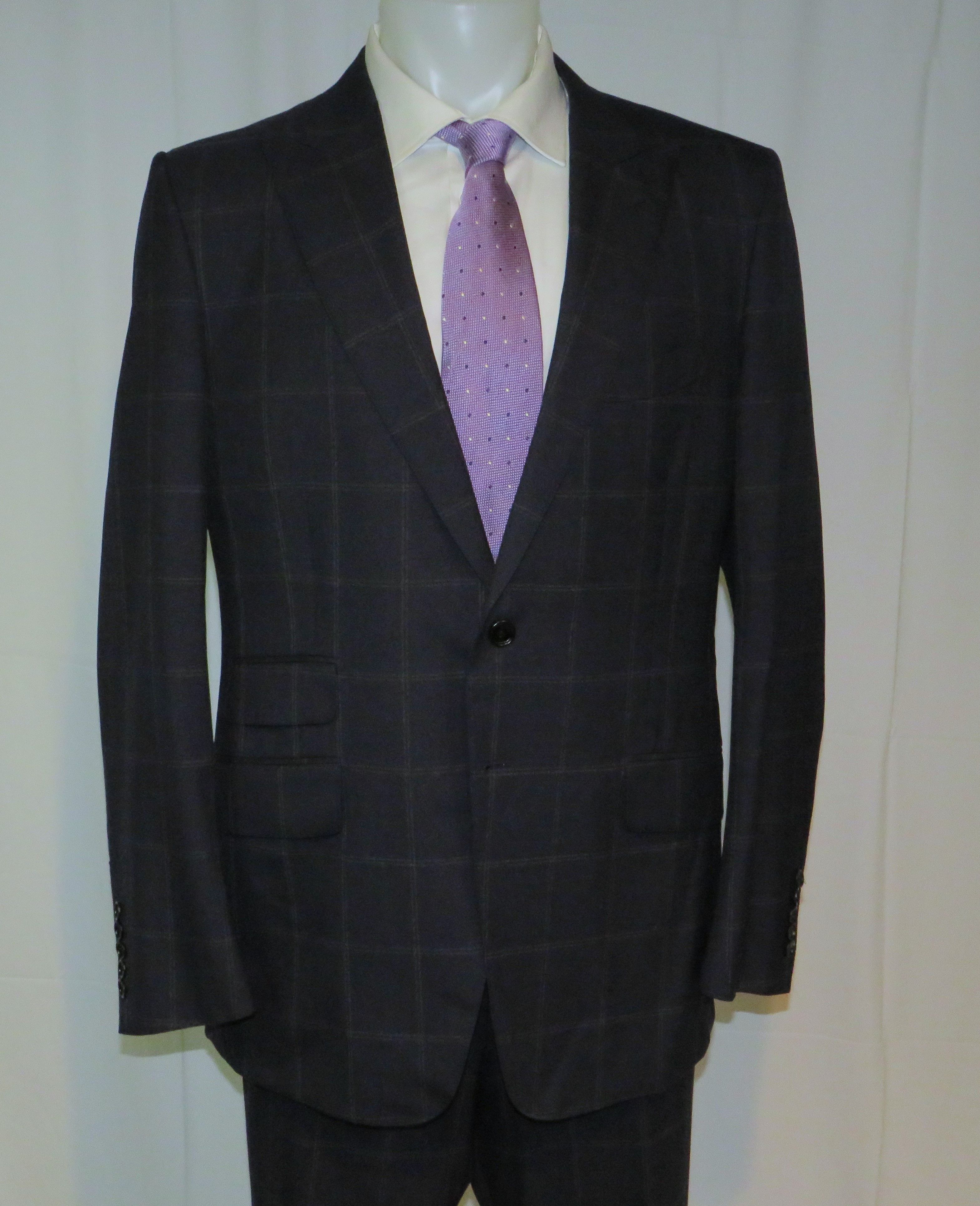 Tom Ford O'Connor Current Navy Windowpane Two Button Suit 46R Size 46R - 8 Thumbnail